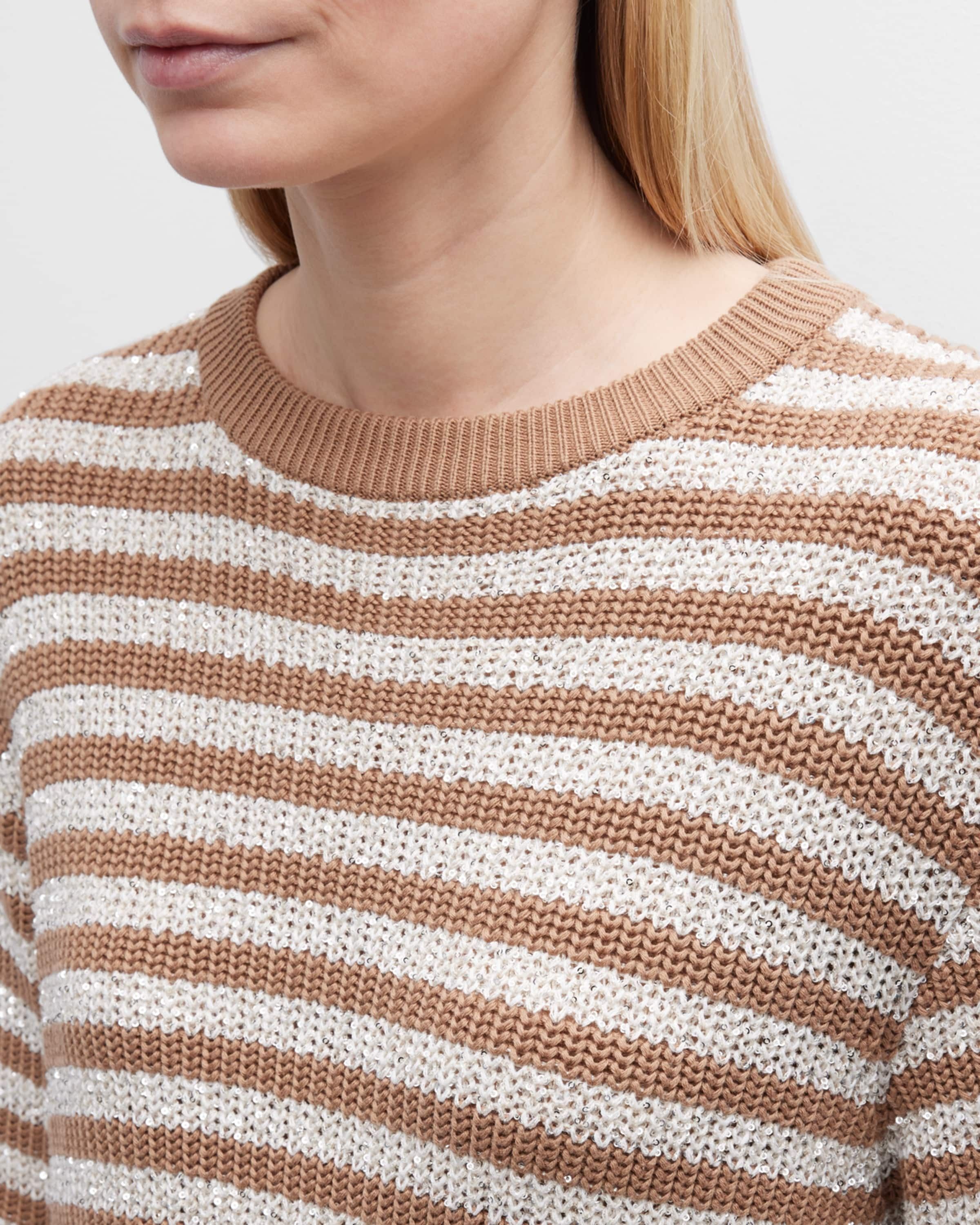 Brunello Cucinelli o1y0825 Crewneck Sweater in Camel/White Size M / US 6-8 / IT 42-44 - 2 Thumbnail