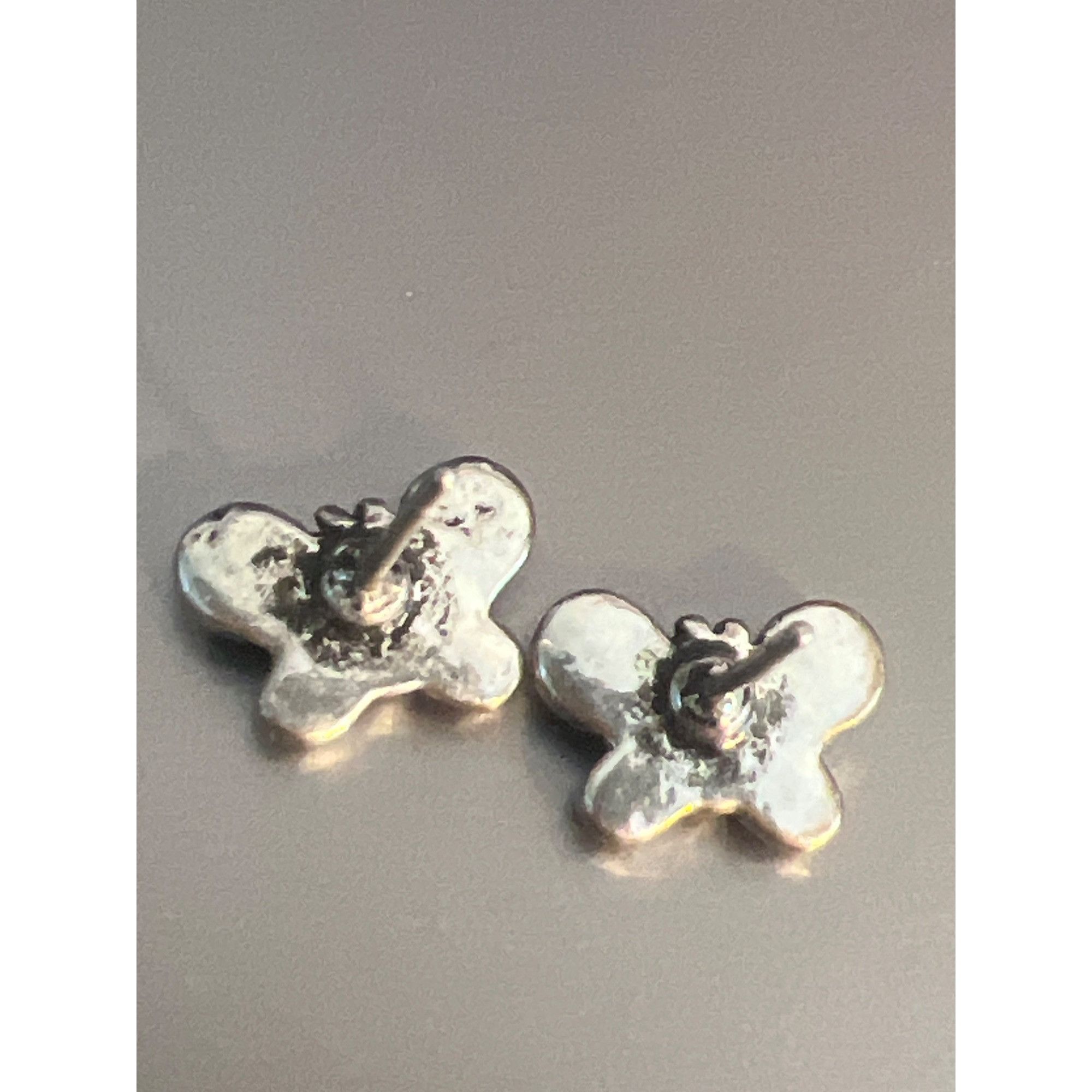 Other Silver Tone Butterfly Stud Earrings Blue Rhinestones Pierced Size ONE SIZE - 3 Thumbnail