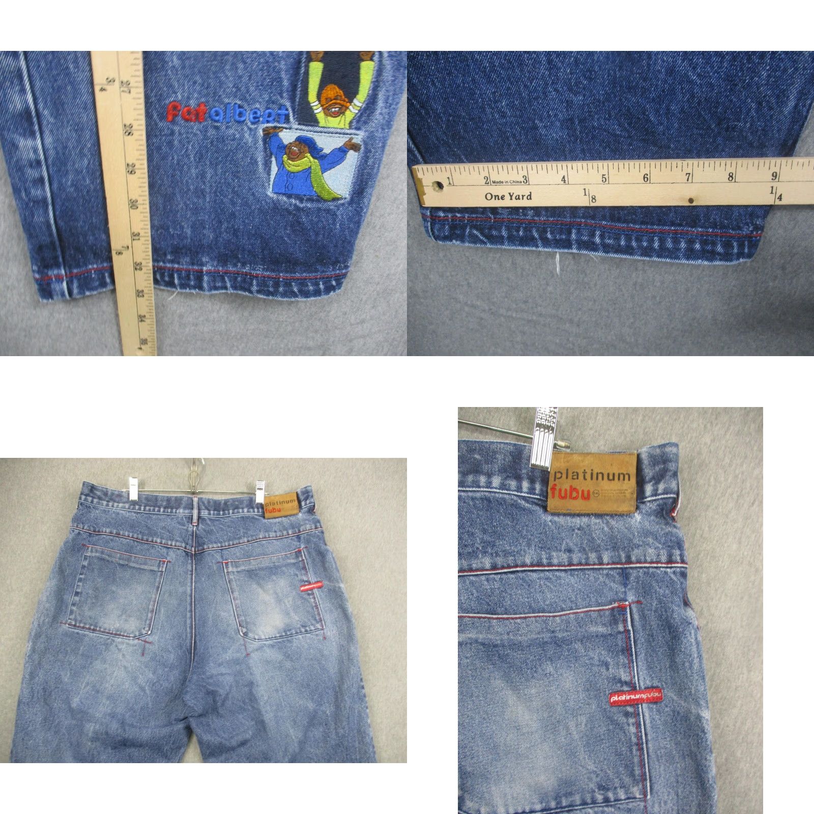 Fubu VINTAGE FUBU Platinum Fat Albert Jeans Mens 42x34 Baggy Denim Y2K 2000s Size US 42 / EU 58 - 8 Thumbnail