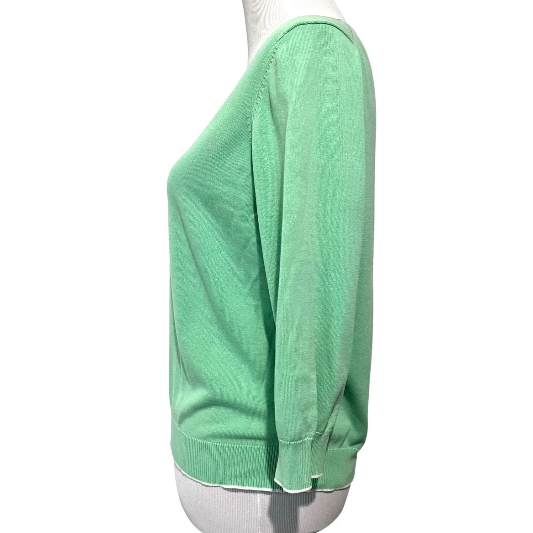Brooks Brothers Brooks Brothers 345 Women’s Sweater V-Neck 3/4 Sleeve Cotton Silk Green Sz L Pullover Womens Suede? Size L / US 10 / IT 46 - 3 Thumbnail