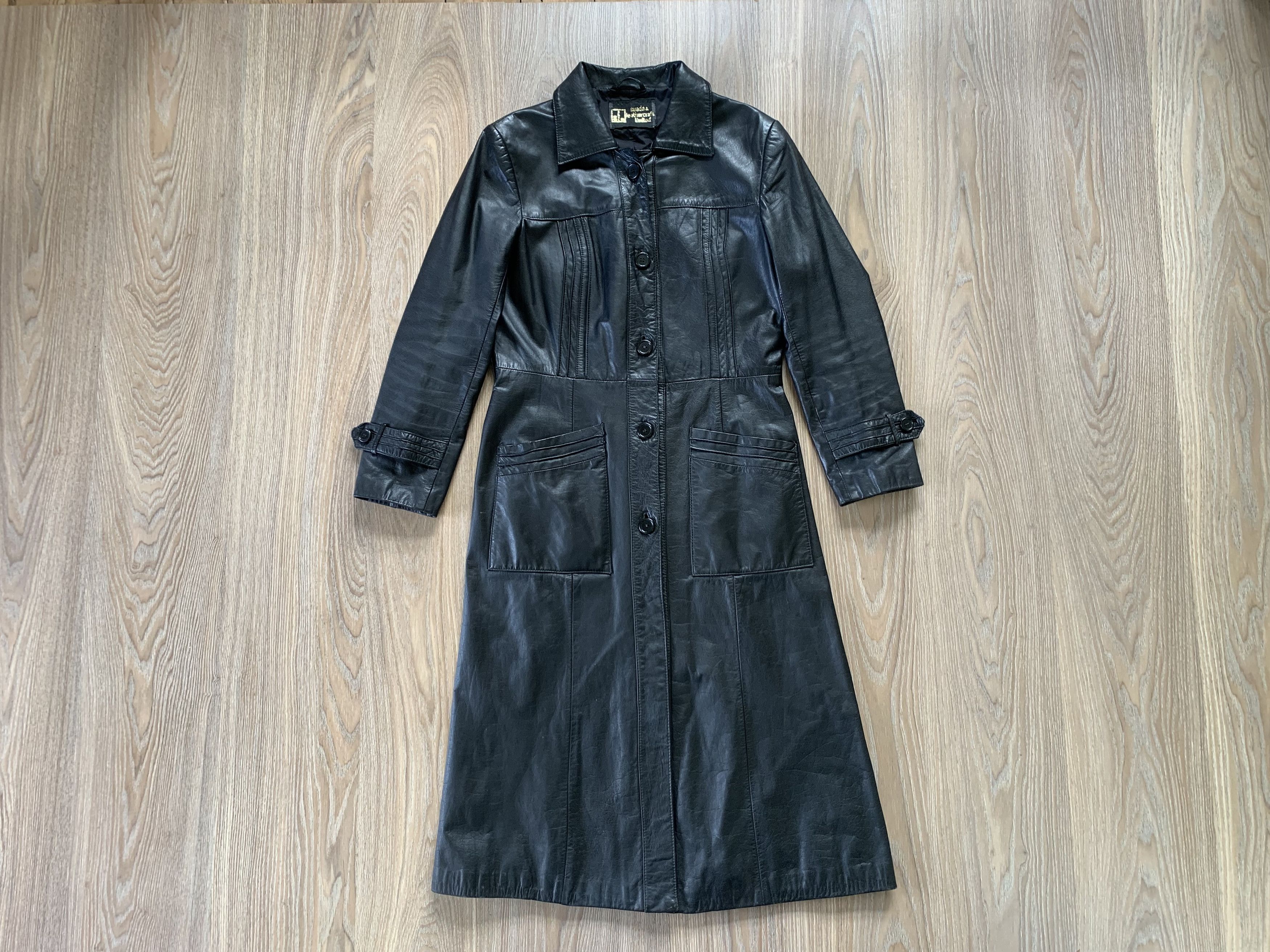 Designer Vintage Womens Black Long Leather Coat Size M / US 6-8 / IT 42-44 - 1 Thumbnail