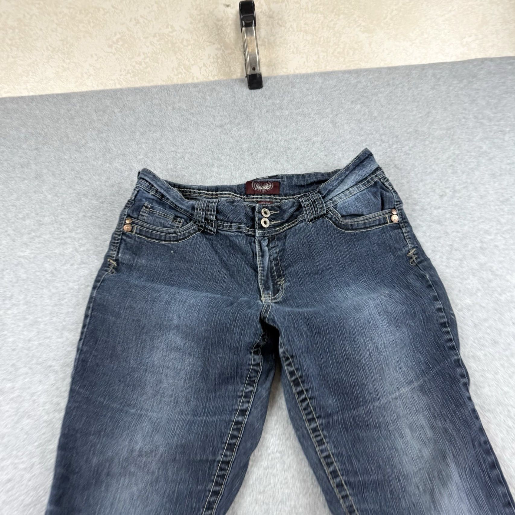 Vintage Angels Jeans Women Size 12 Blue Bootcut Denim Pants Stretch Boot Flared Y2k 00s Jeans Womens Boys Girls Mens Size 24" / US 00 / IT 34 - 5 Thumbnail