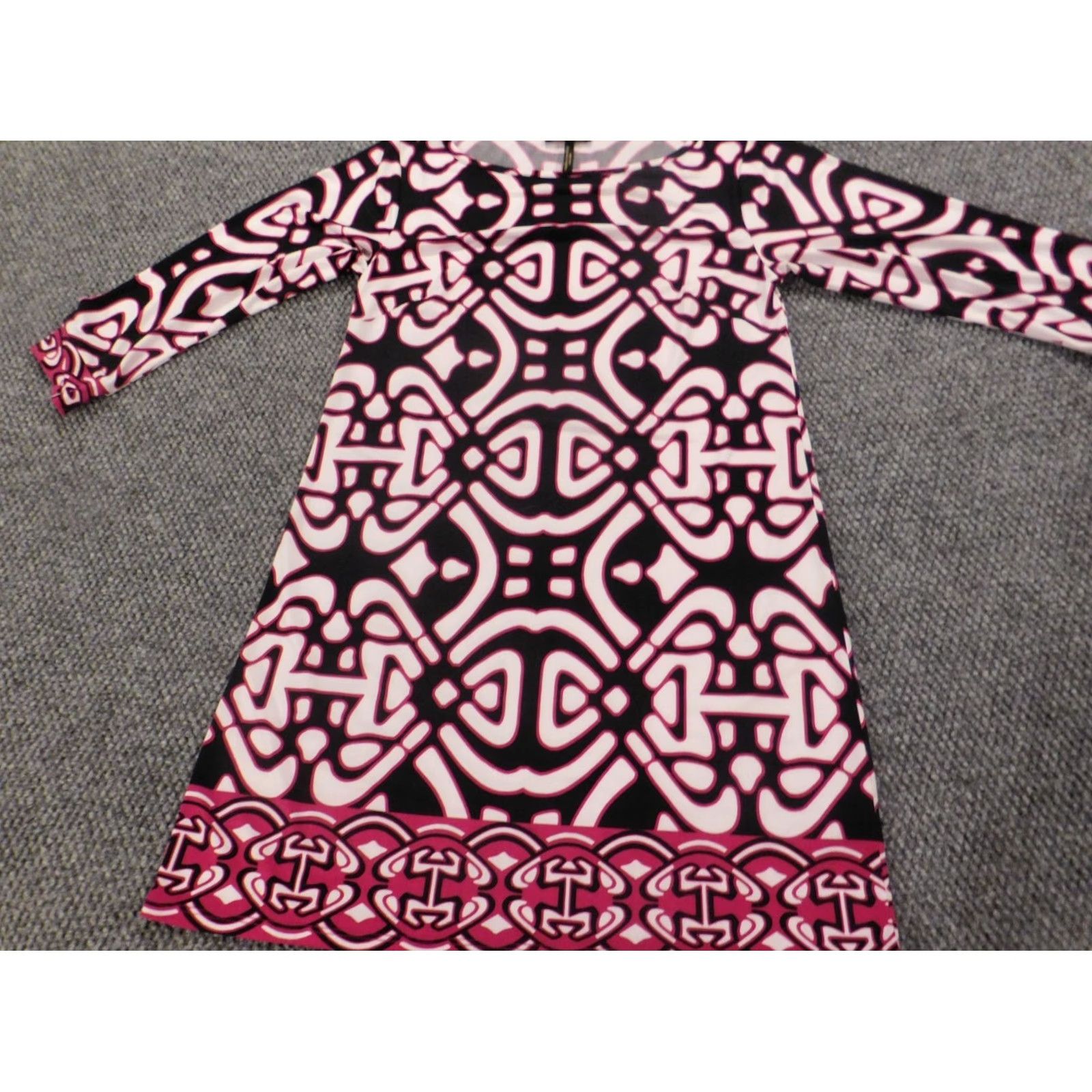 Vintage Laundry by Design Purple A-Line Dress - Long Sleeve, Crew Neck, Knee Length, Geometric Knit, Lined, Puff Sleeve, Zip, Casual, Women, Size 2 Size XS / US 0-2 / IT 36-38 - 4 Thumbnail