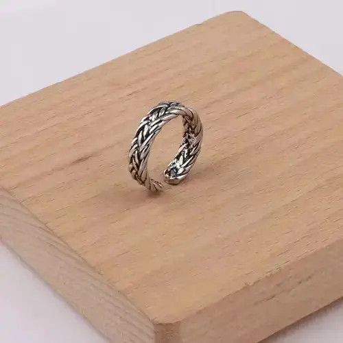 Jewelry Knitting Ring in Silver, Men's