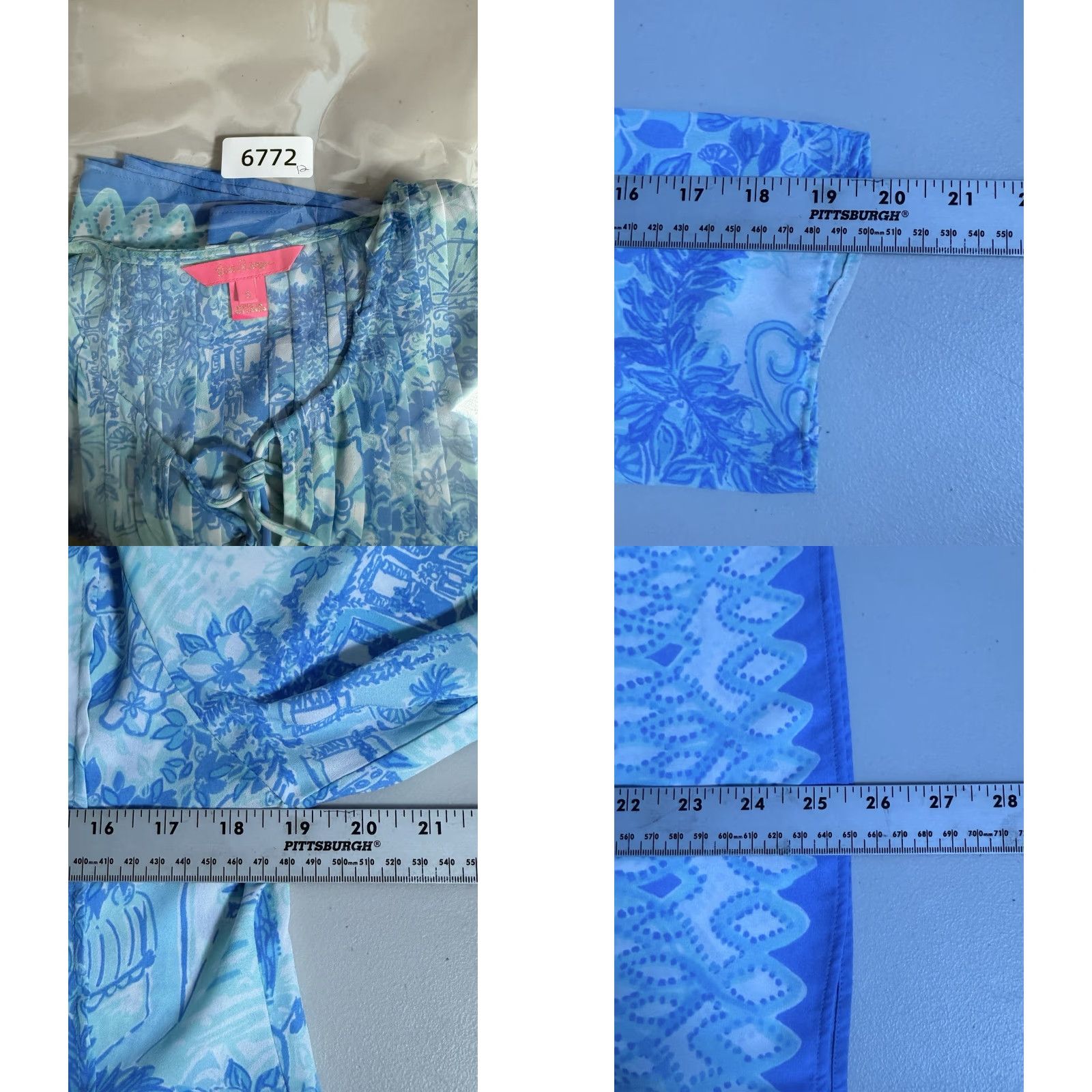 VINTAGE Style Lilly Pulitzer Marlina Tunic Top in Toile Me About It Womens S Blue Coastal Boho