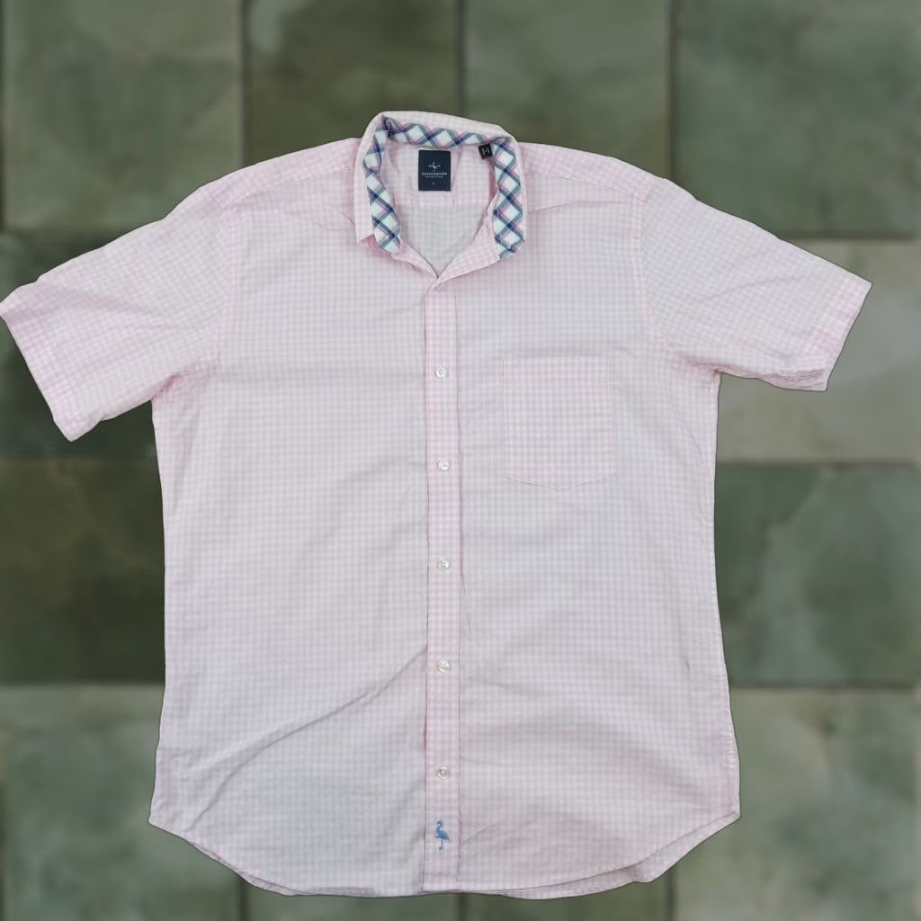 Tailorbyrd Mens Tailorbyrd Shirt Large Extra Large Pink White Gingham Plaid Size US L / EU 52-54 / 3 - 1 Thumbnail