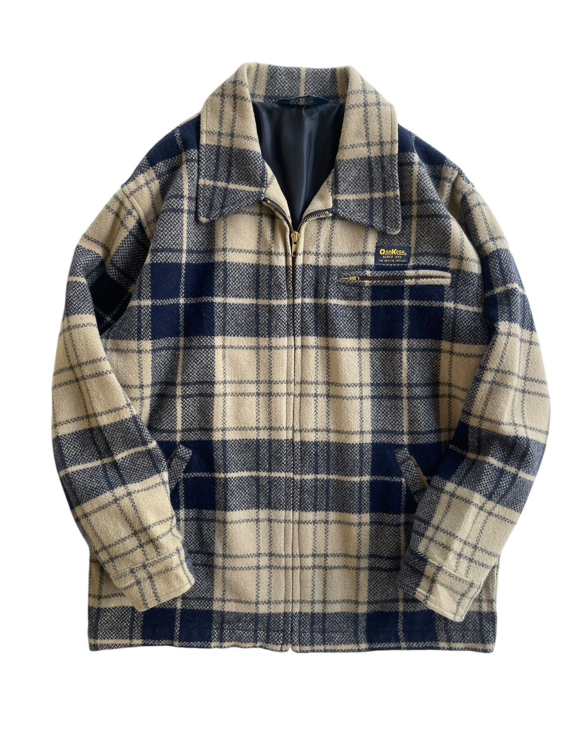 Japanese Brand Oshkosh Classic Wool Plaid Zipper Jacket Size US M / EU 48-50 / 2 - 1 Thumbnail