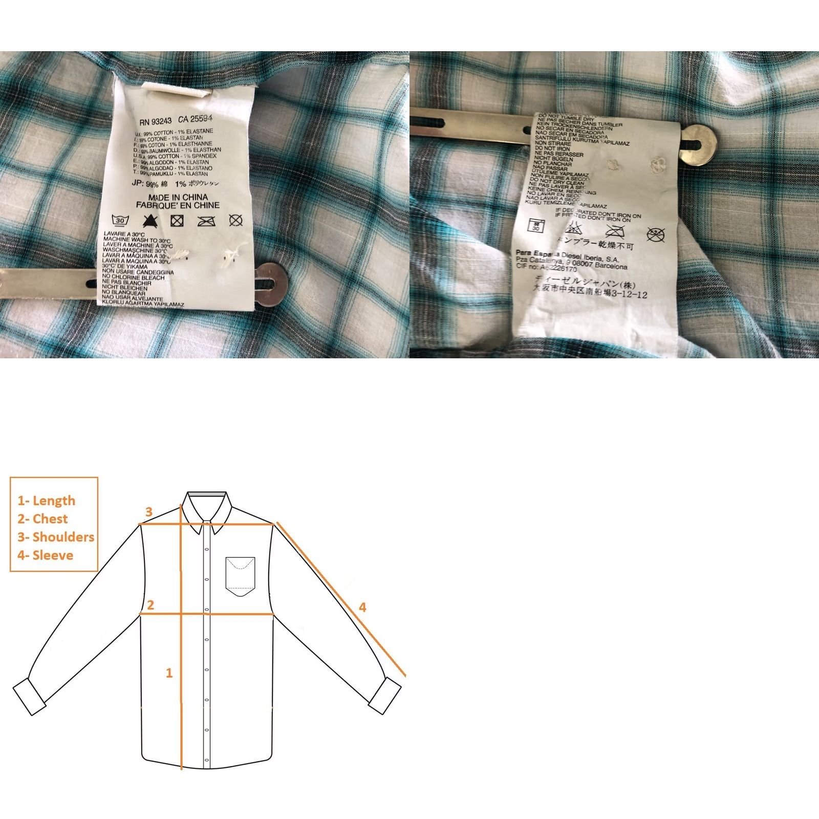 Diesel Diesel Black Gold Men's Shirt XL White Cotton Check Drop Tail Button-Up Casual Size US XL / EU 56 / 4 - 9 Thumbnail