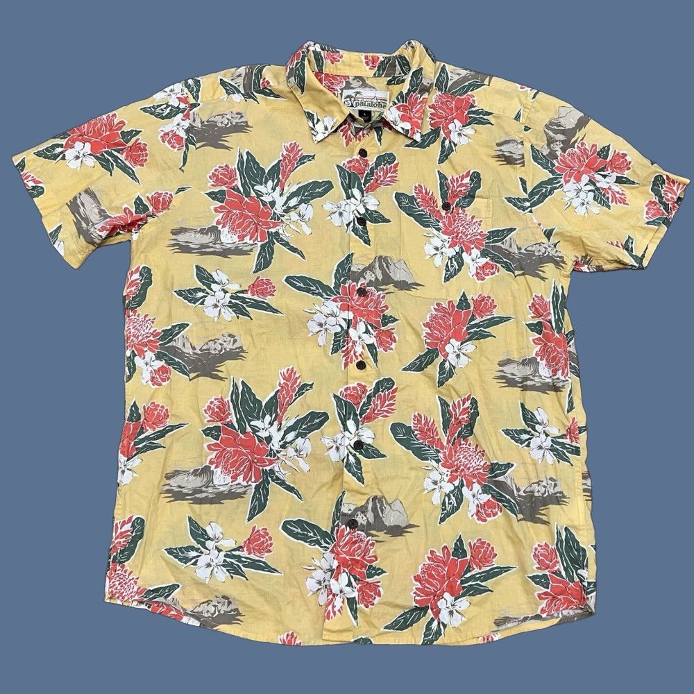 VINTAGE Patagonia Pataloha Shirt Men’s Large Floral All Over Print H2F Yellow