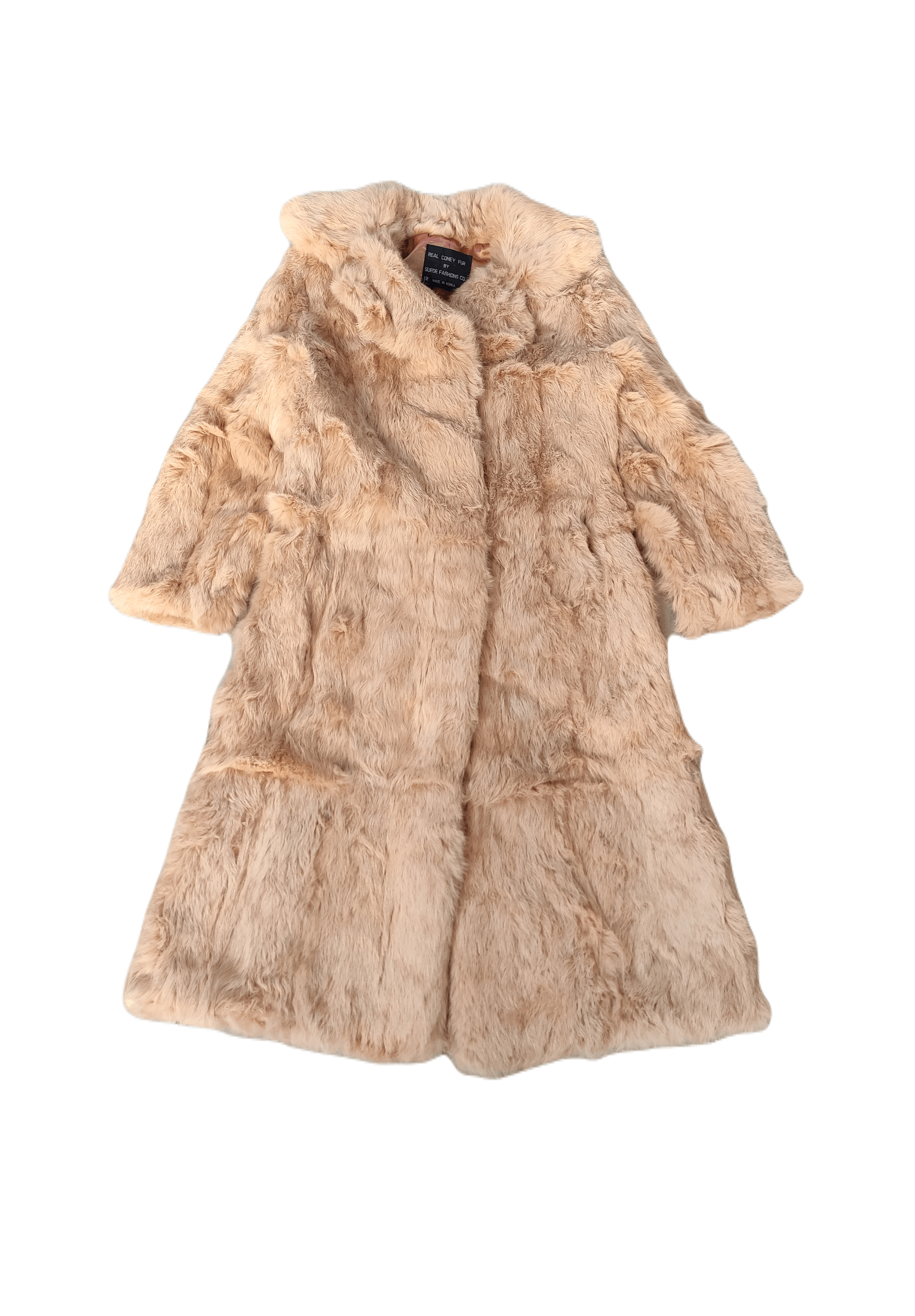 Japanese Brand Rare vintage Real Coney Fur Rabbit long coat jacket Korea Size L / US 10 / IT 46 - 1 Thumbnail