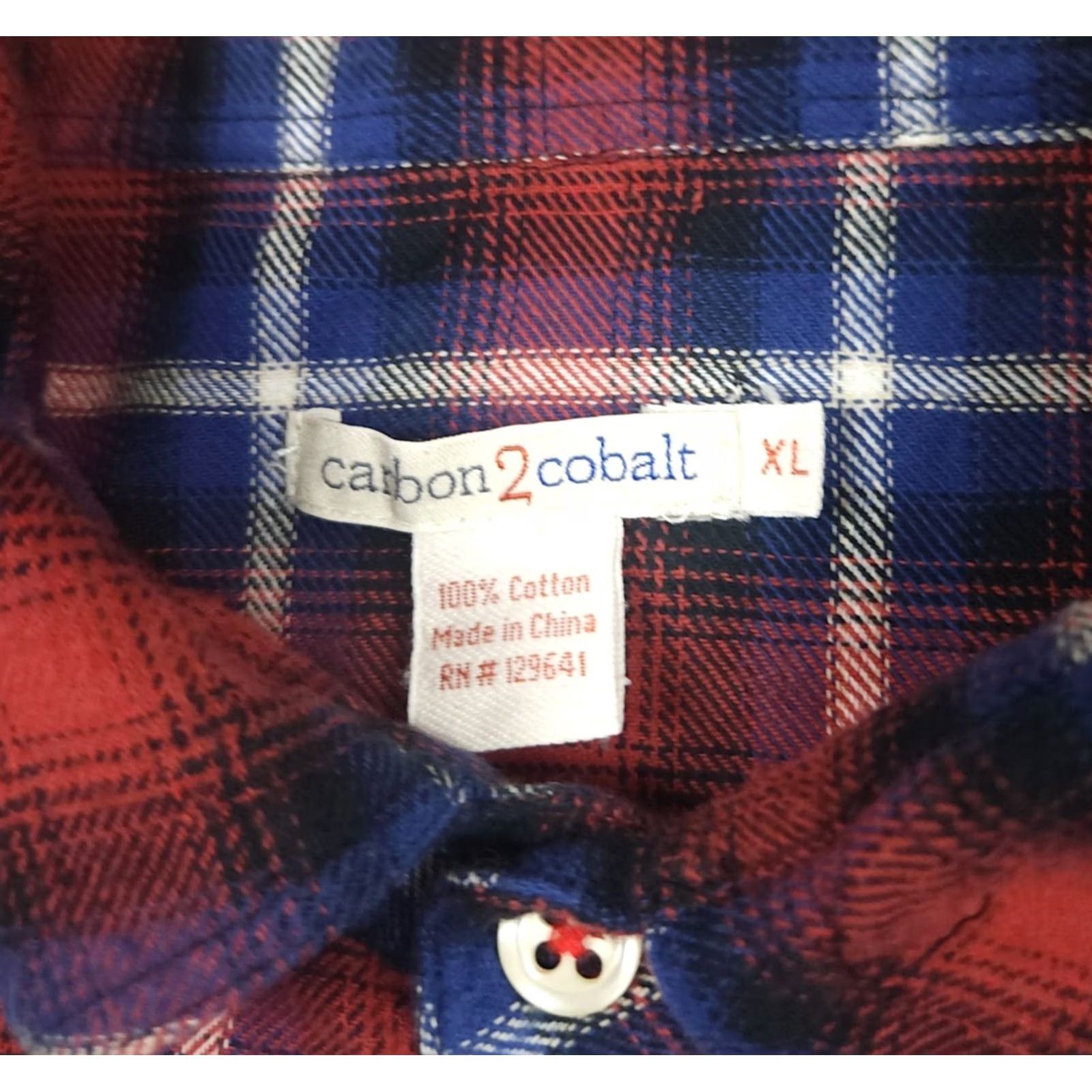 Carbon2Cobalt Carbon 2 Cobalt Shirt Mens XL Red Blue Plaid Long Sleeve Button Down Flannel Size US XL / EU 56 / 4 - 2 Thumbnail