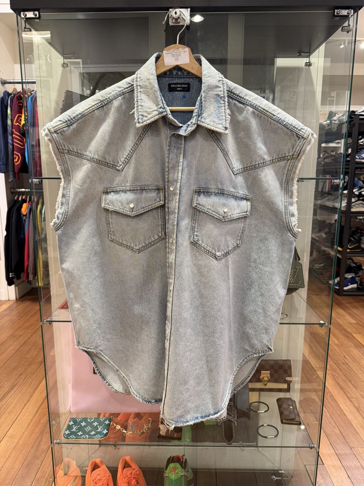 Balenciaga Camp Collar Sleeveless TWill Shirt