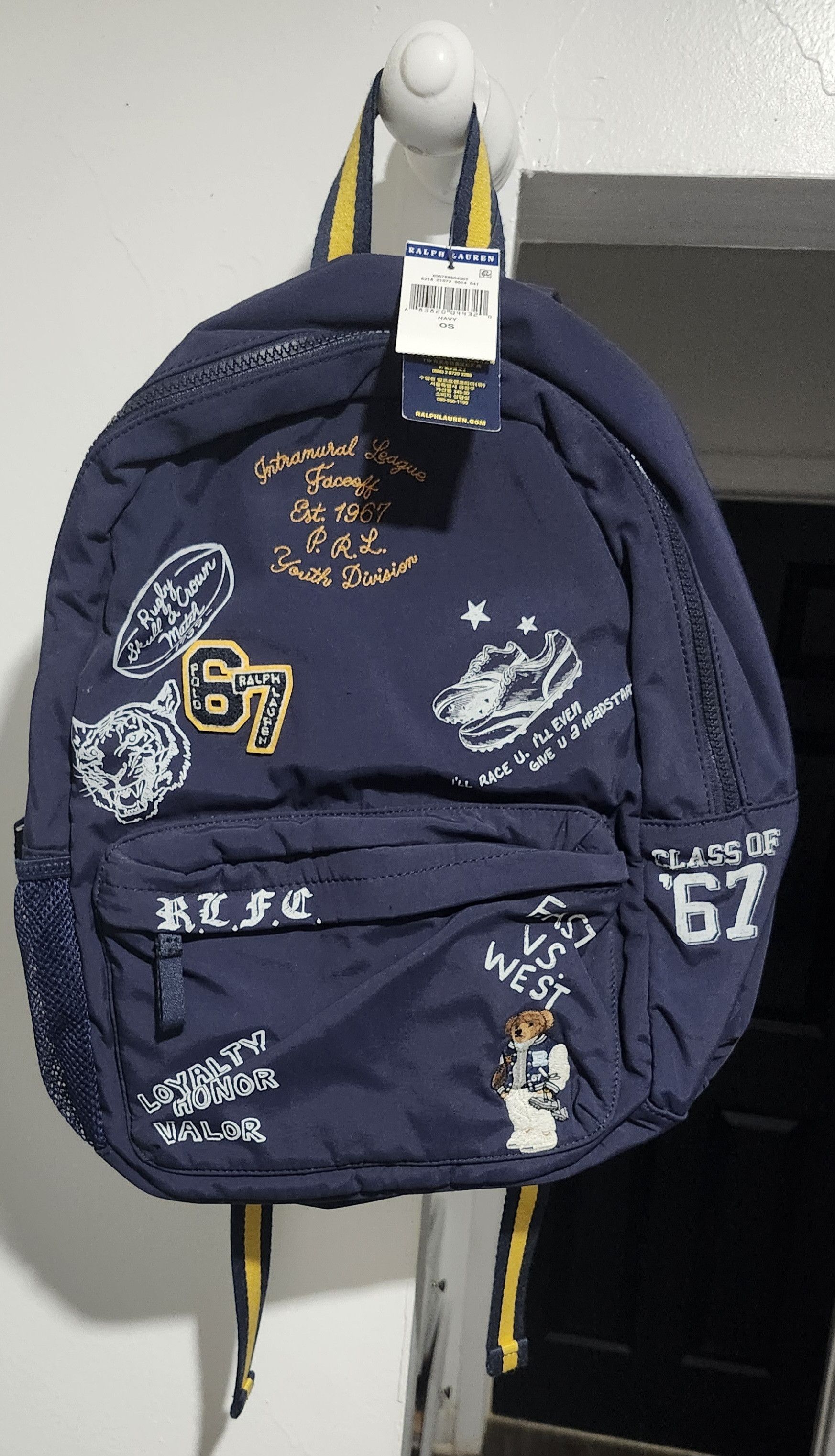 Polo Ralph Lauren Deadstock Polo Bear 1967 Football Bear Backpack Book Bag Size ONE SIZE - 1 Thumbnail