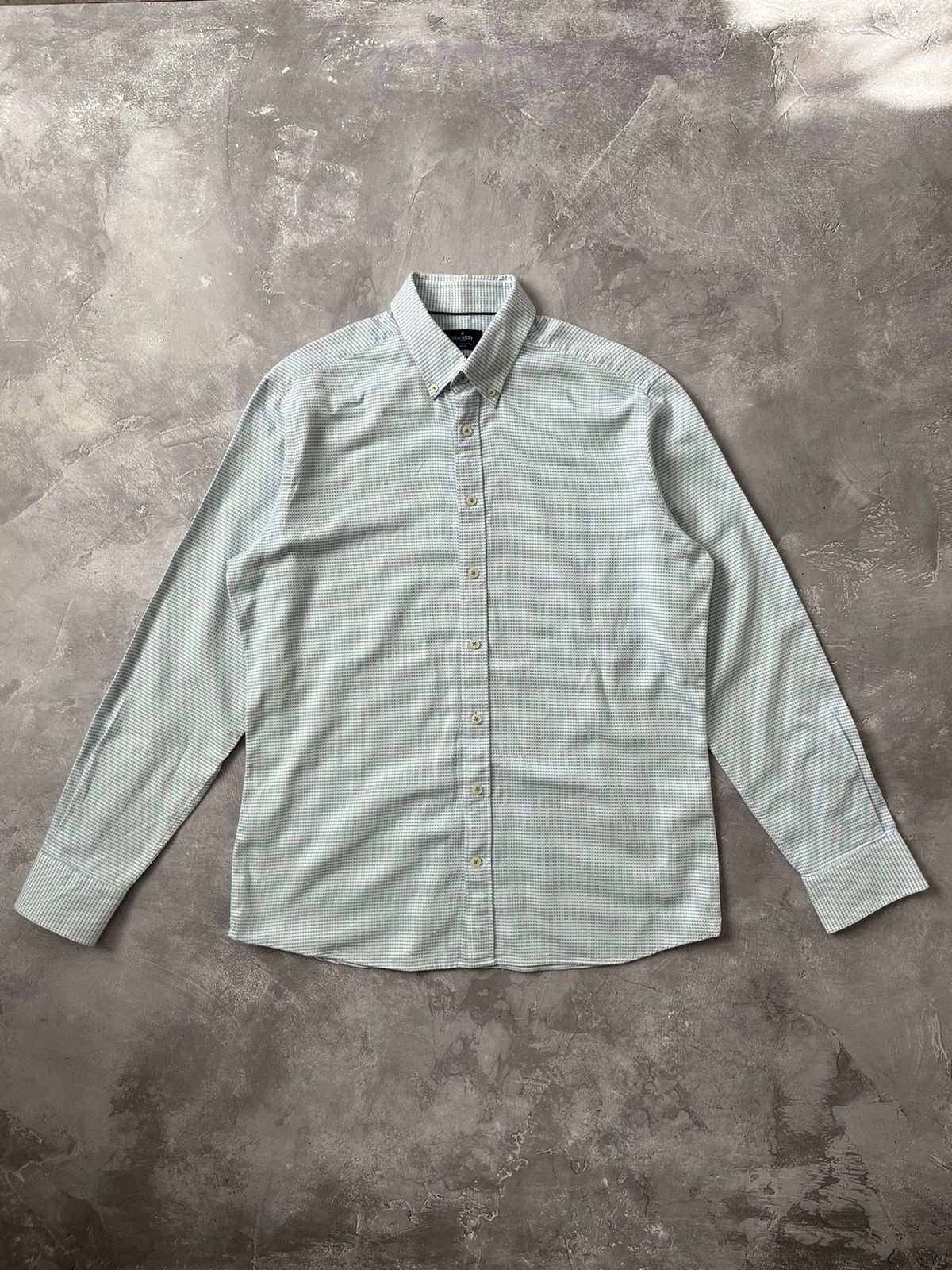 Hackett Hackett Slim Fit Jacquard Weave White/Blue Shirt Size L Size US L / EU 52-54 / 3 - 2 Thumbnail