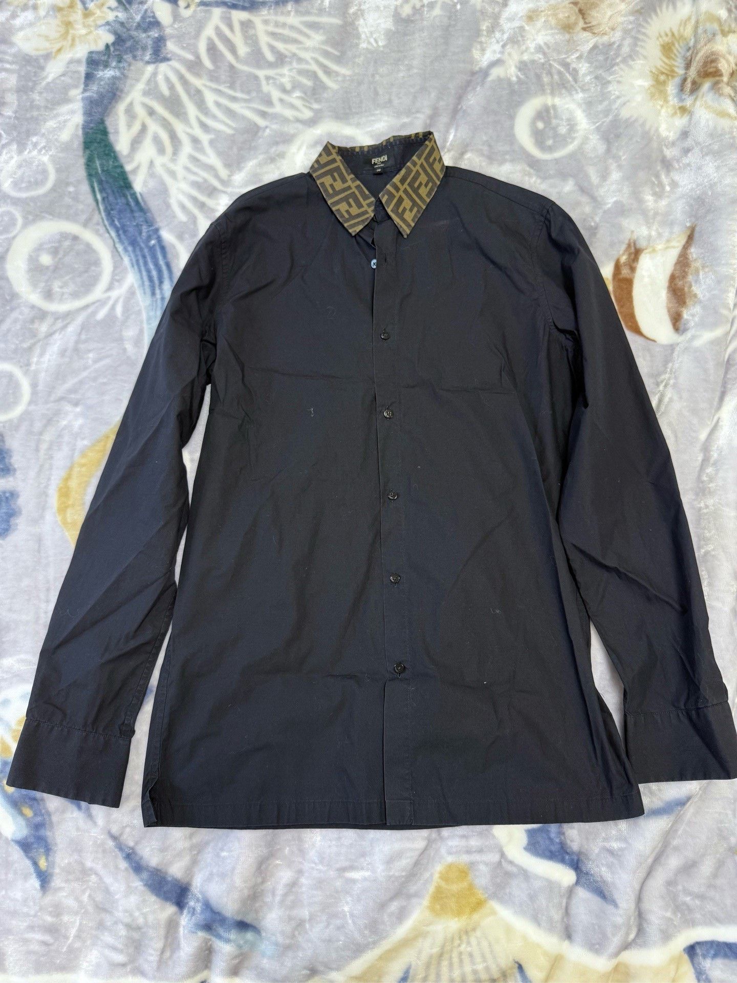 Fendi Fendi 2022 Black Collar Logo Cotton Shirt Size US XS / EU 42 / 0 - 1 Thumbnail