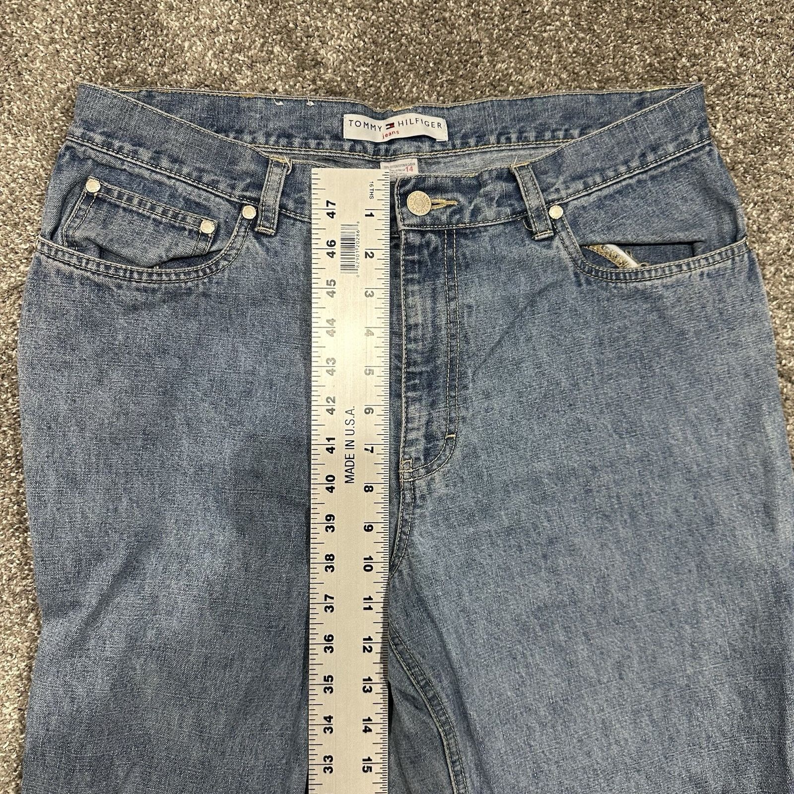 Tommy Hilfiger Vtg Tommy Hilfiger Womens Jean Size 14 USA Flag Graphic Blue Size 36" / US 14 / IT 50 - 11 Thumbnail