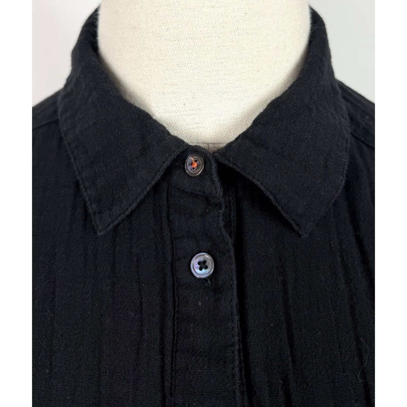 Vintage Sundance Shirt Womens Small Cotton Gauze Black Button Up Top Collared Relaxed Size S / US 4 / IT 40 - 3 Thumbnail