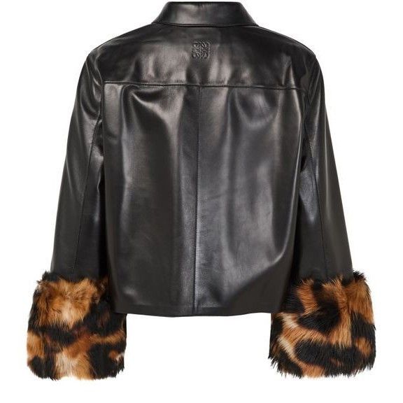 Loewe LOEWE Fur Sleeve Black Leather Button Jacket New & Authentic Size XS / US 0-2 / IT 36-38 - 2 Thumbnail