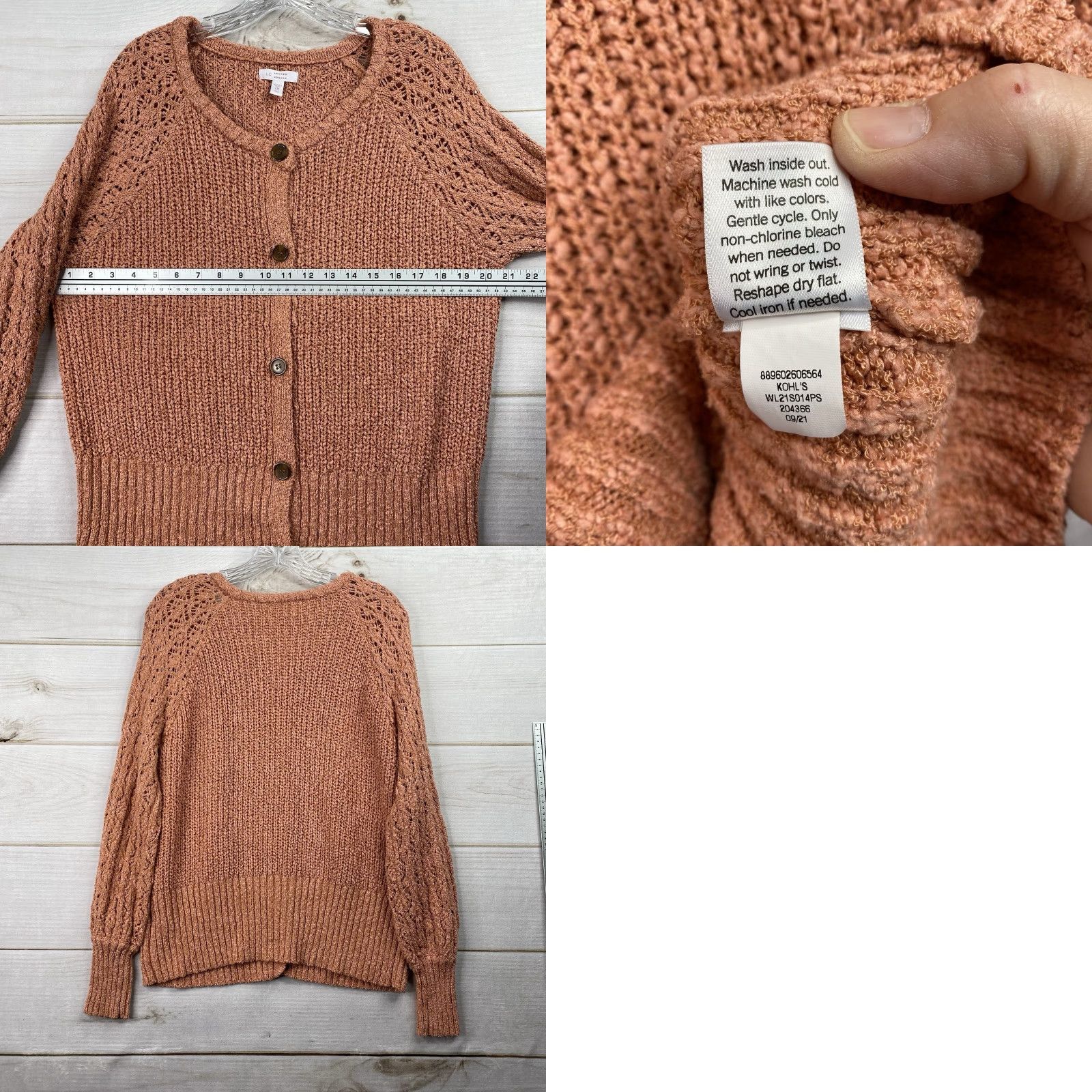 Vintage VINTAGE LC Lauren Conrad Cardigan Sz 1X Terracotta Button Up Cable Knit Crochet Earthy Size XL / US 12-14 / IT 48-50 - 8 Thumbnail