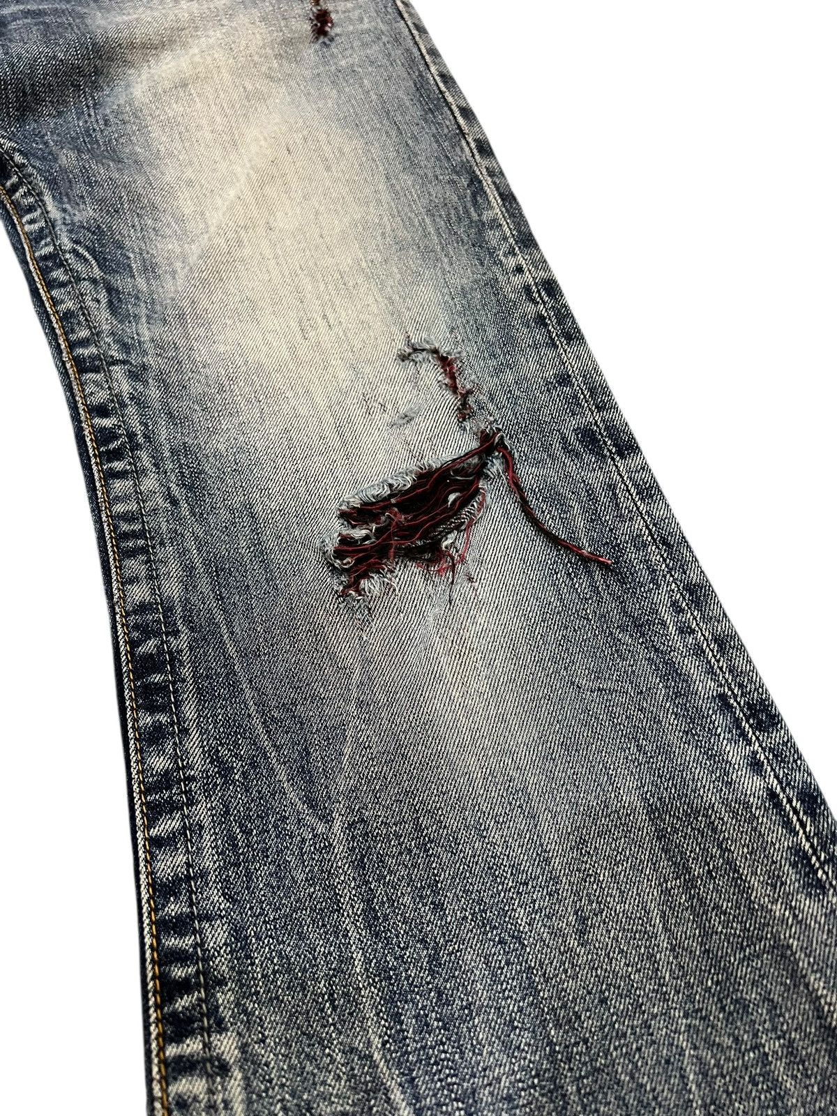 Japanese Brand Vintage Semantic Design Ditressed Flare Mudwash Jean Size US 31 - 5 Thumbnail