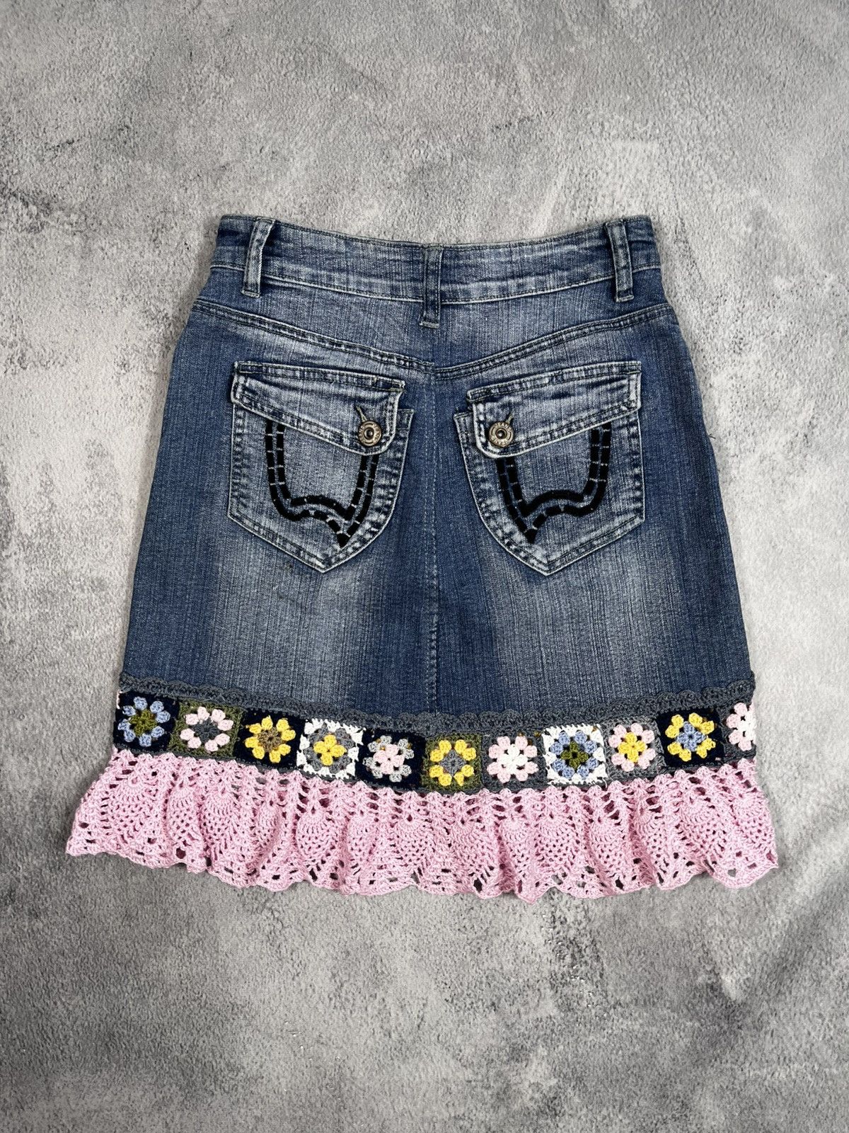Other Vintage Y2K denim/knitted midi skirt retro old money style M Size 28" / US 6 / IT 42 - 4 Thumbnail