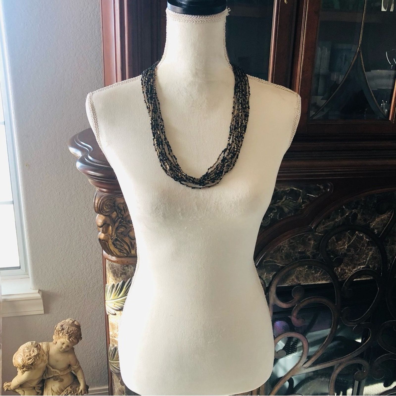 Vintage Vintage 90s gold and black multi strand seed bead necklace Size ONE SIZE - 5 Thumbnail