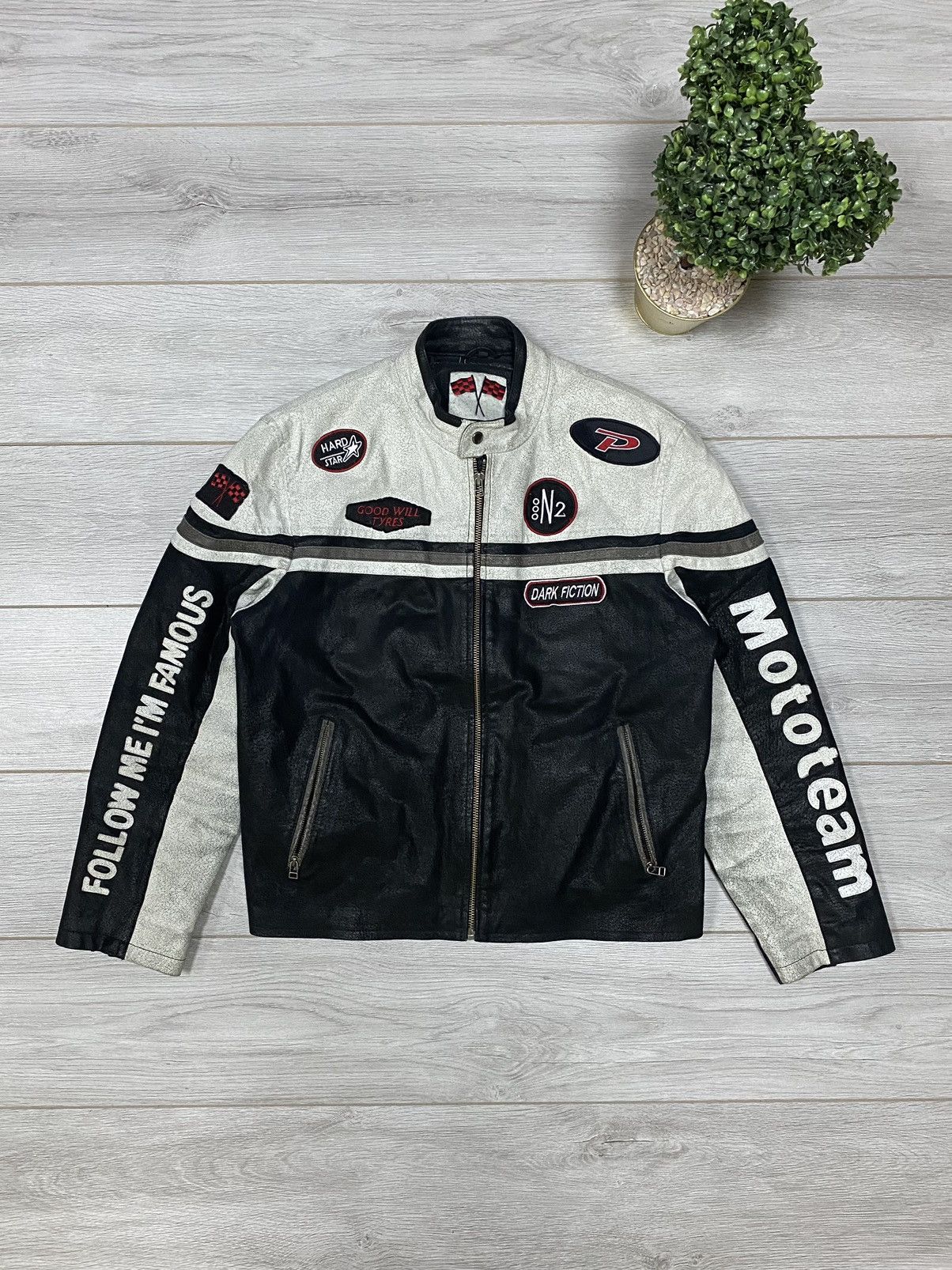 Vintage Moto team leather Stop n fee free vintage racing jacket Size US XXL / EU 58 / 5 - 1 Thumbnail