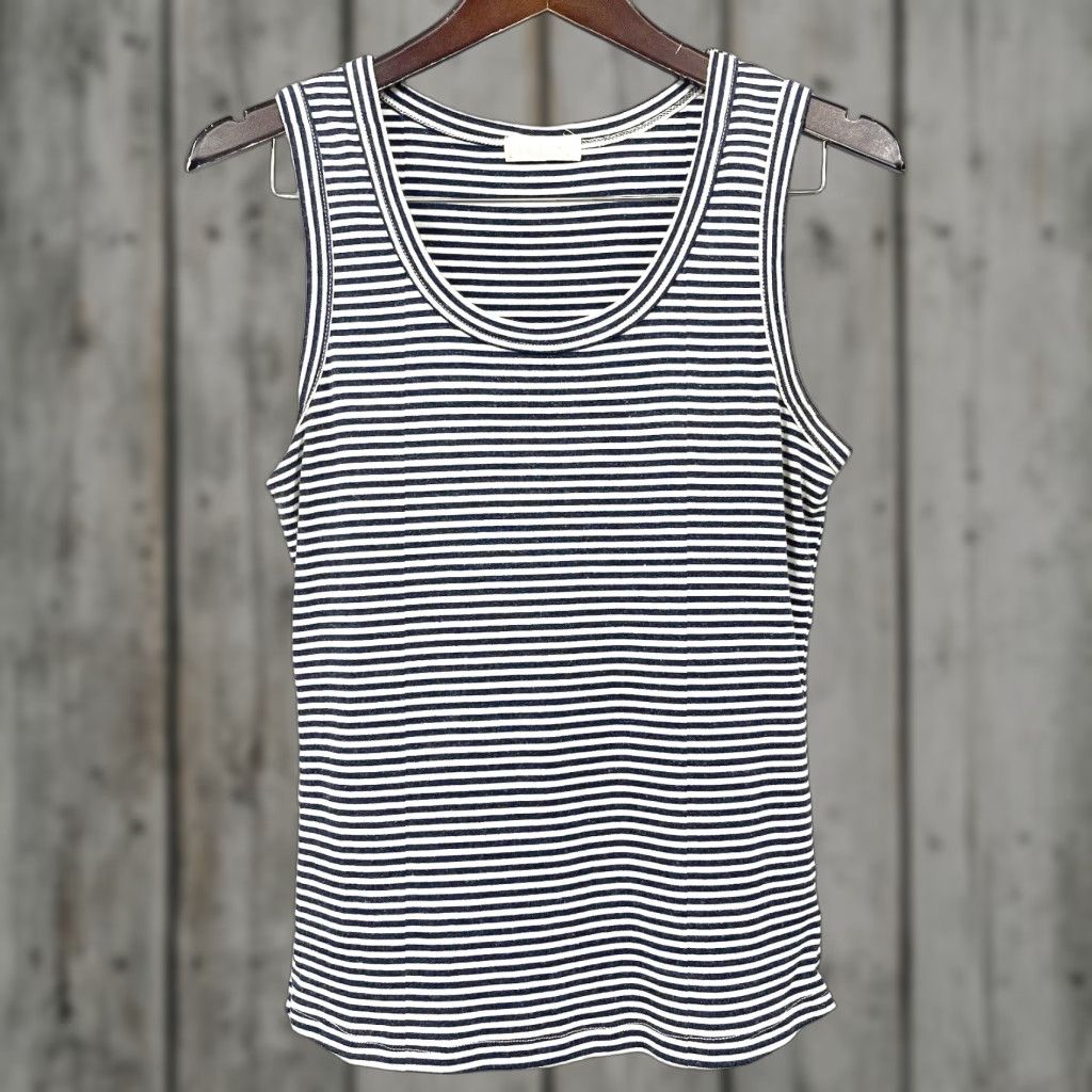 Vintage VINTAGE Lacausa Tank Top Women M Black Striped Basic Sleeveless Summer Boho 90s Women's Size M / US 6-8 / IT 42-44 - 1 Thumbnail