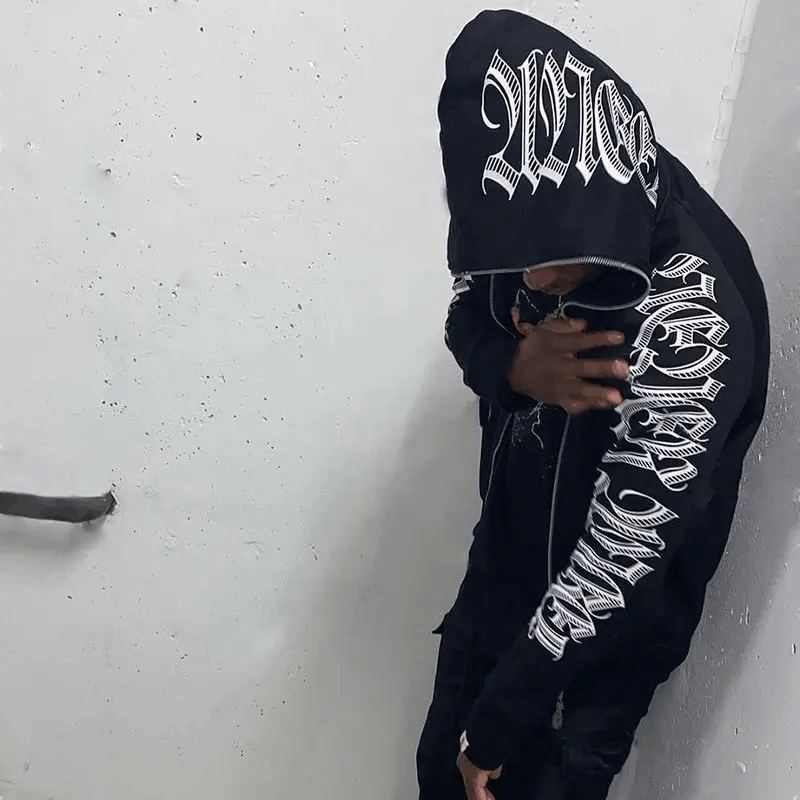 Full Zip Graphic Punk Avantgarde Hoodie Pullover Sweater
