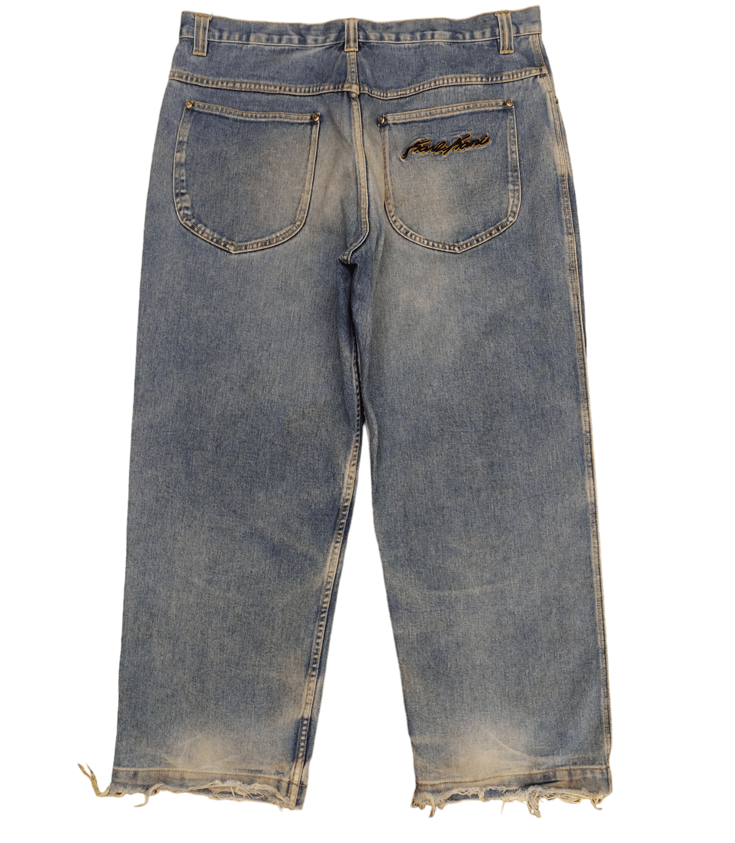 JNCO Vintage Y2k Karl Kani Embroider Faded Distress Baggy Jeans Size US 37 - 2 Thumbnail