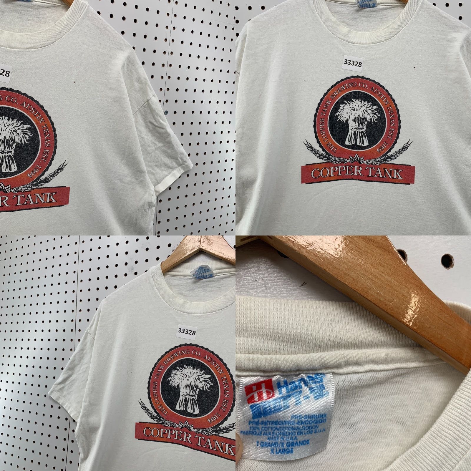 Hanes VINTAGE 90s Copper Tank Beer Shirt Mens XL White Hanes Crew Neck Short Sleeve 23x30 USA Mens Men Size US XL / EU 56 / 4 - 8 Thumbnail
