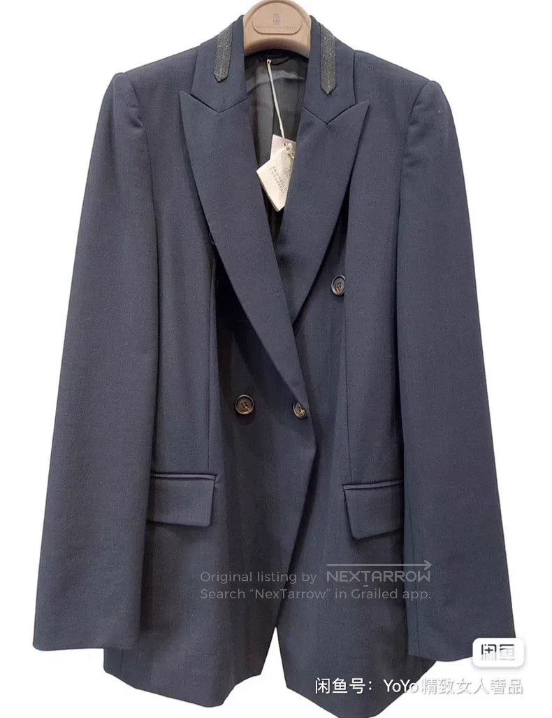 Brunello Cucinelli brunello cucinelli Pearl chain wool blazer Size S / US 4 / IT 40 - 1 Thumbnail