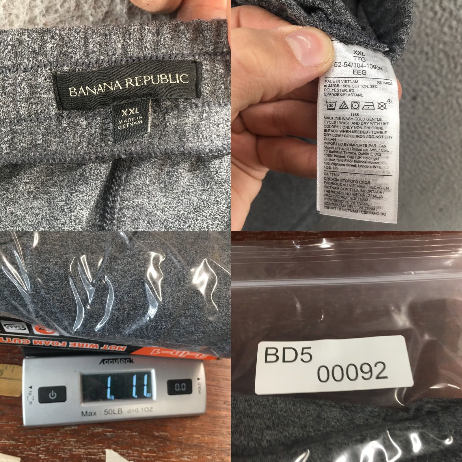 Banana Republic Banana Republic Sweatpants Mens XXL Gray Cotton Blend High Rise Pants Regular Front Pockets Size US 39 - 9 Thumbnail