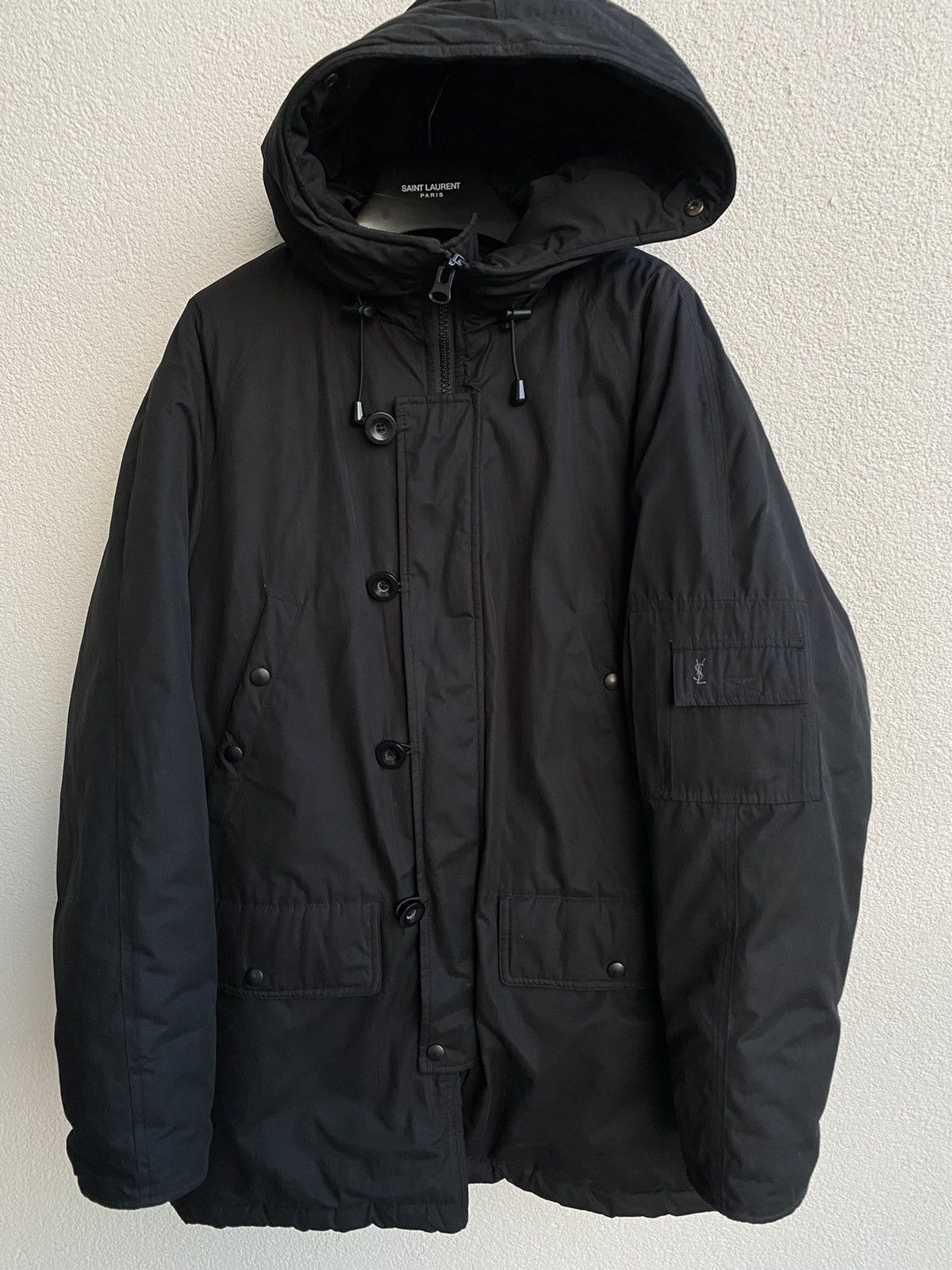 image of Saint Laurent Paris x YVES Saint Laurent Black Winter YSL Jacket Heavy Parka YSL Parka Heavy (Size 