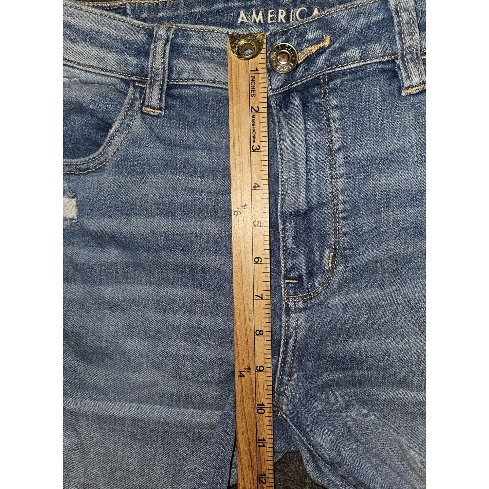 American Eagle Outfitters American Eagle Outfitters Jeans Womens 12 Blue Hi Rise Jegging Crop Distressed Raw Hem Size 34" / US 12 / IT 48 - 6 Thumbnail