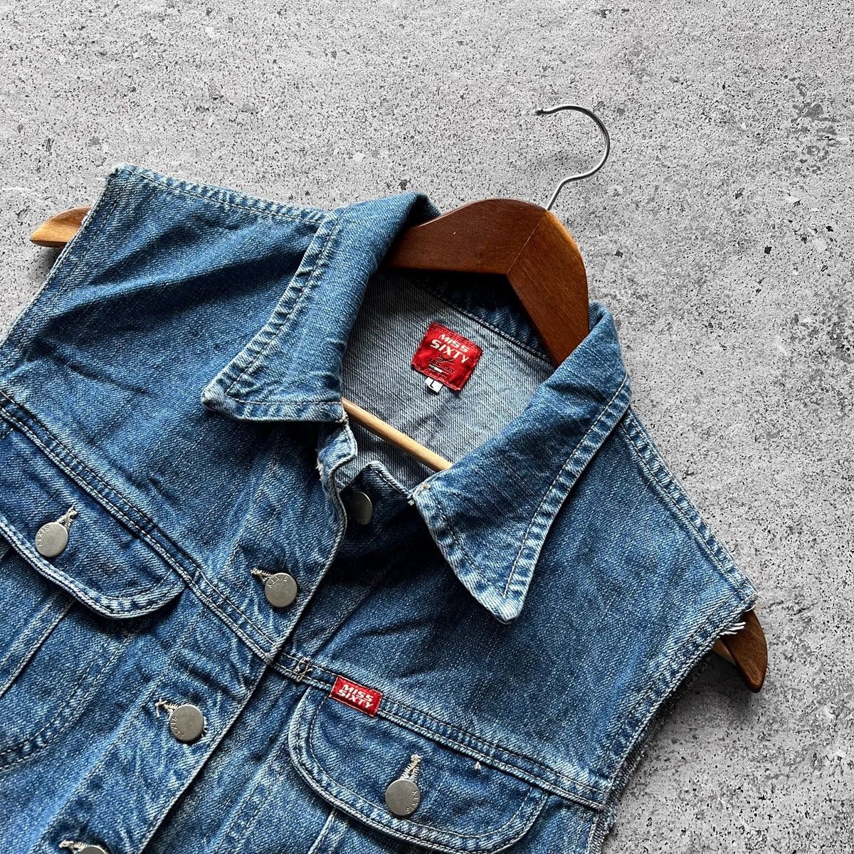 Miss Sixty × Vintage Miss Sixty Womens Vintage Y2K Blue Denim Jean Vest Size S / US 4 / IT 40 - 4 Thumbnail