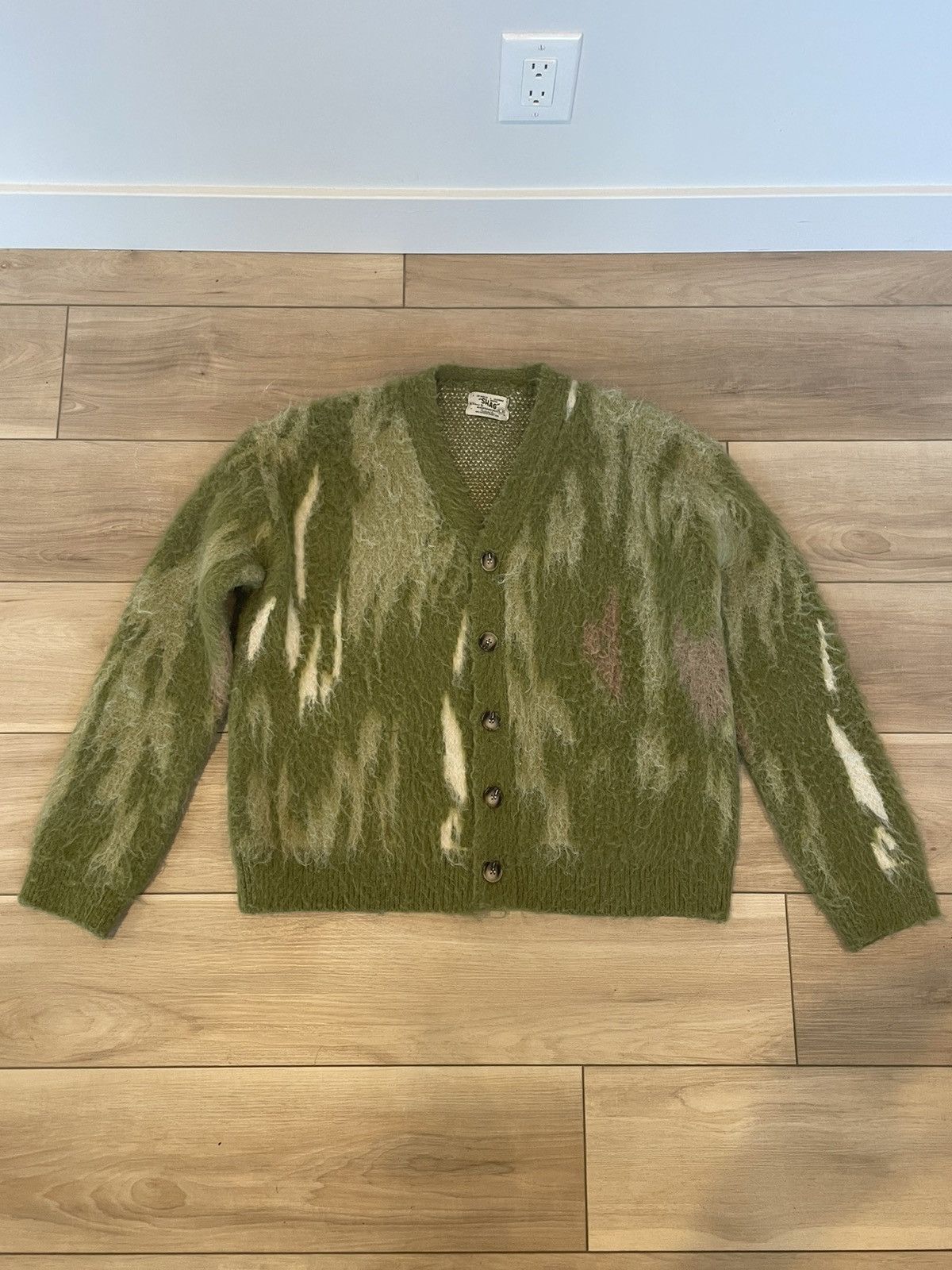 image of No Maintenance “Still” Shag Cardigan in Green, Men's (Size Medium)