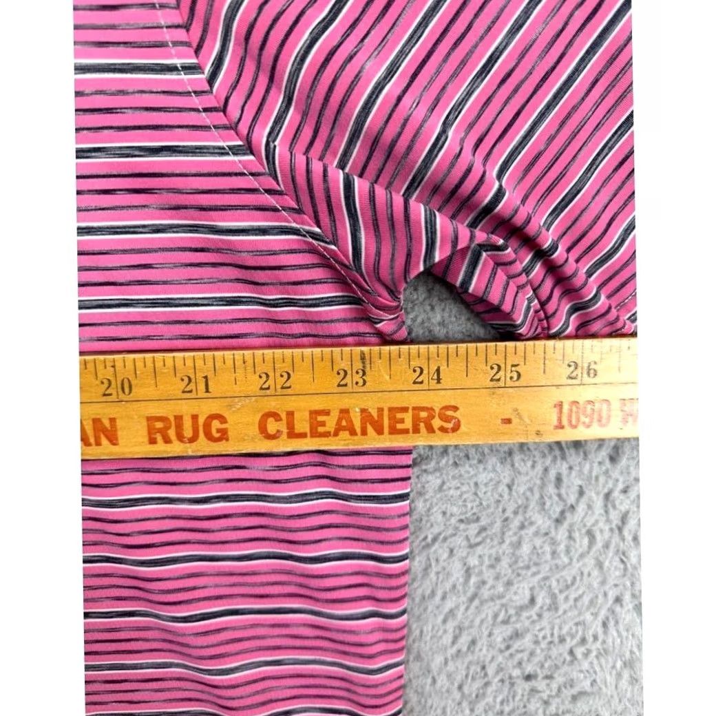 Footjoy FootJoy FJ Polo Shirt Mens Large Pink Grey Striped Short Sleeve Golf Rugby Breathable Lightweight Stretch Collared Athletic Pre-Owned Good Size US L / EU 52-54 / 3 - 6 Thumbnail