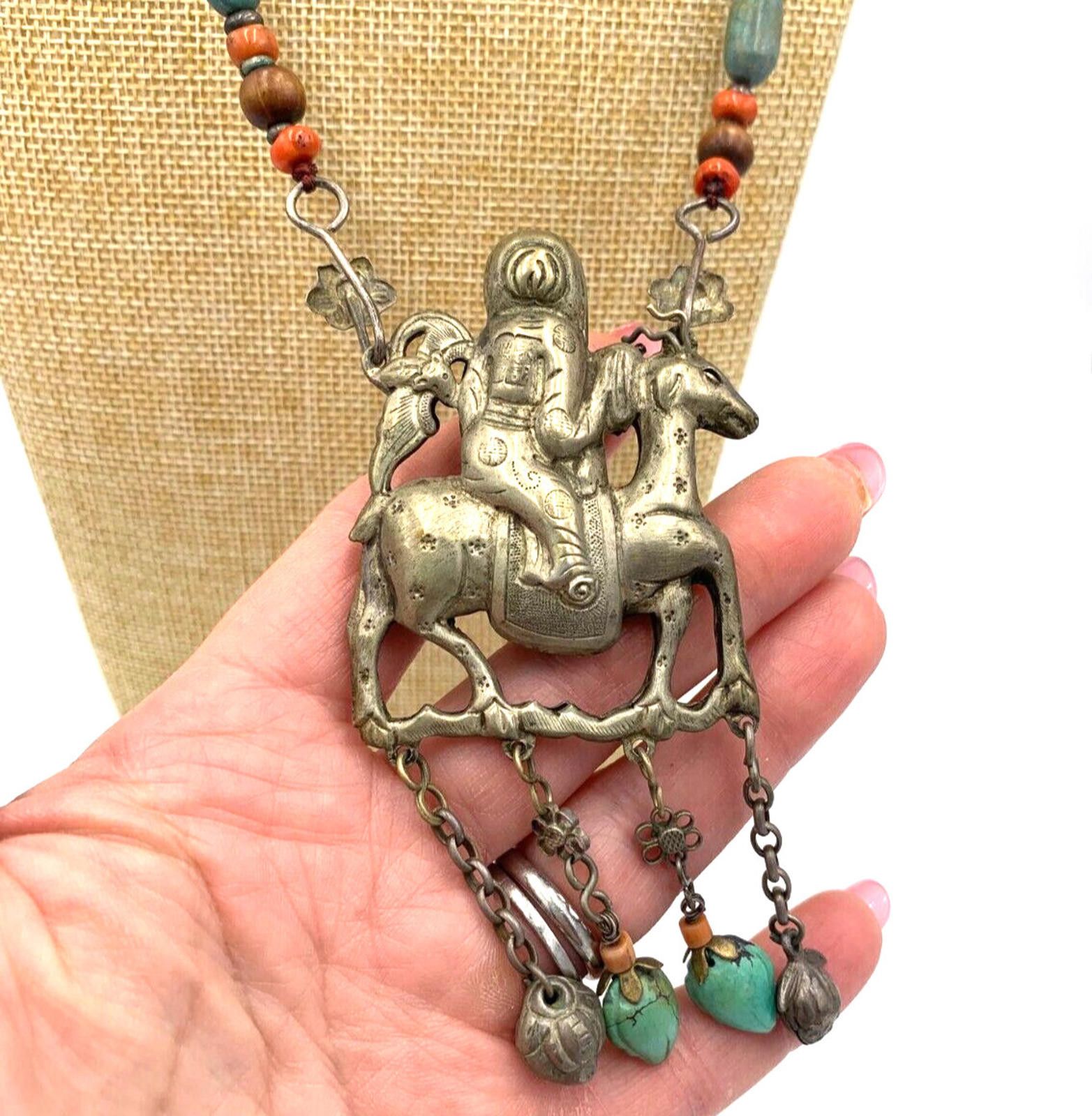 Other Chinese Sterling Silver Qing Dynasty Man Riding Necklace Size ONE SIZE - 3 Thumbnail