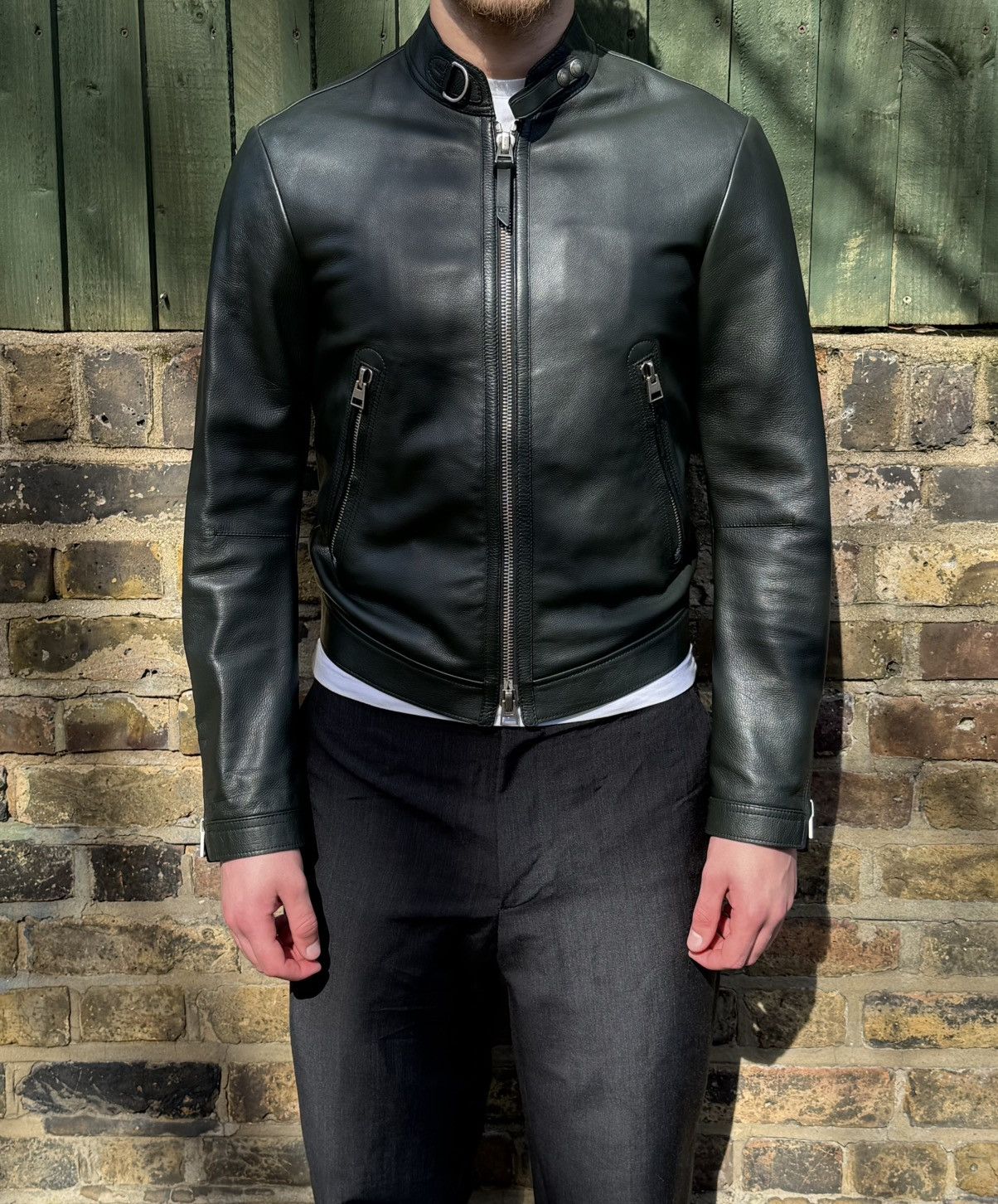 Tom Ford Tom Ford Dark Forest Calf Leather Café Racer Jacket Size US M / EU 48-50 / 2 - 1 Thumbnail