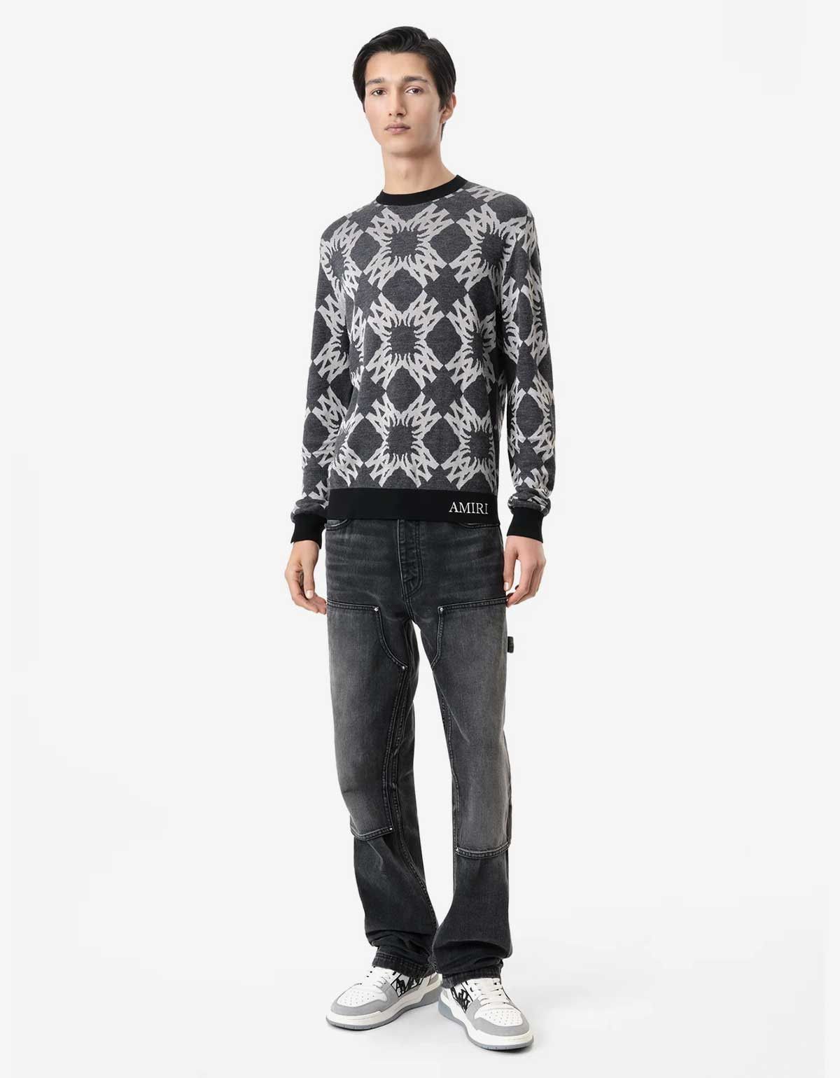 Amiri Amiri Dark Grey MA Quad Crew Neck Sweater Size US M / EU 48-50 / 2 - 5 Thumbnail