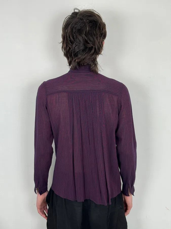 Gucci 1990s Gucci Purple Wool Striped Shirt Size XS / US 0-2 / IT 36-38 - 3 Thumbnail