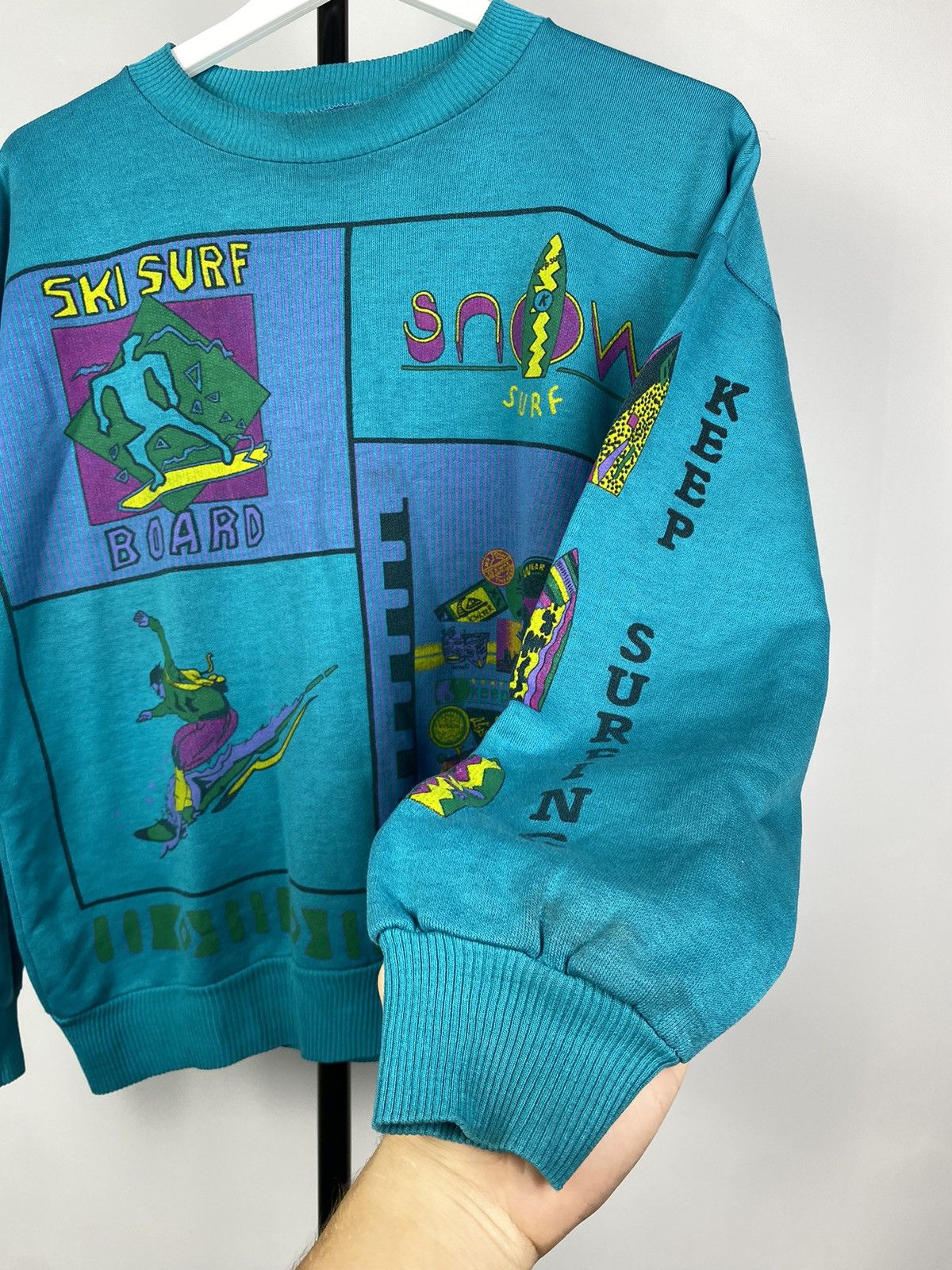 Vintage Vintage 80s ART overprint KEEP SURFING sweatshirt S-M Size US S / EU 44-46 / 1 - 7 Thumbnail
