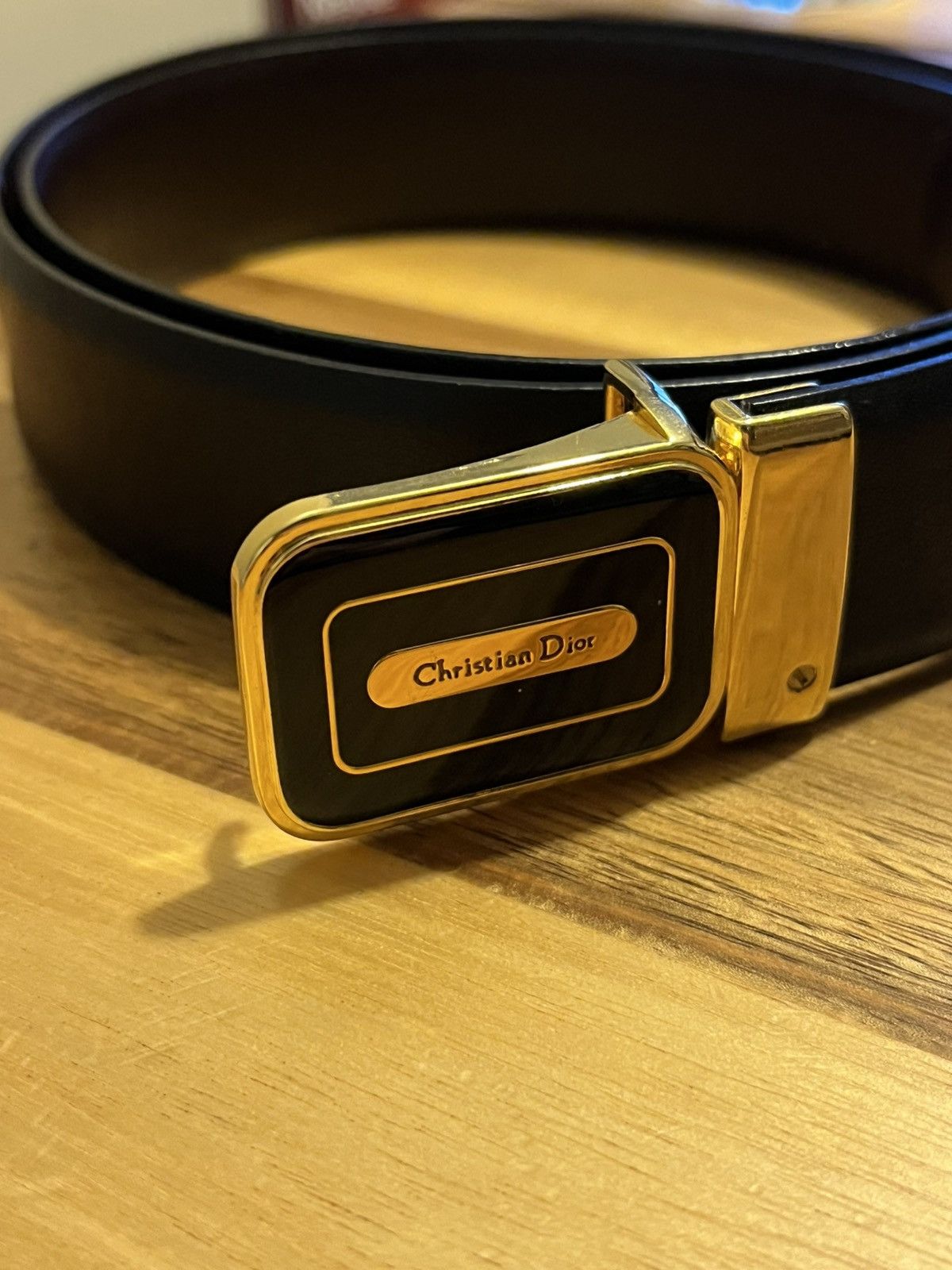 Dior Dior Vintage Gold Buckle Black Leather Belt 32 Size ONE SIZE - 1 Thumbnail