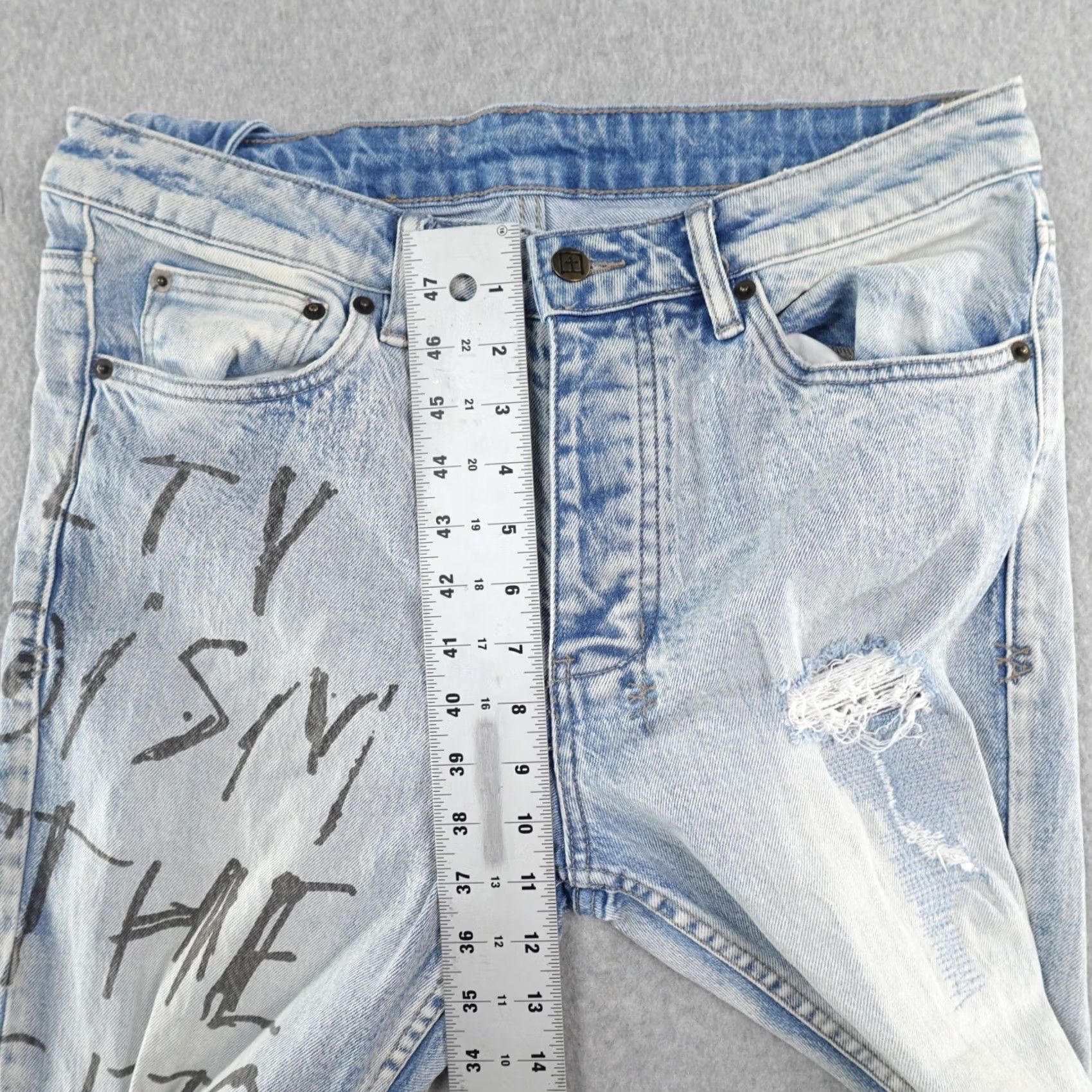 Ksubi ksubi Jeans Slim Men (33X33) Distressed Blue Denim 5-Pocket Button Closure Regular Inseam 33" Cotton Slim Fit Size US 32 / EU 48 - 5 Thumbnail