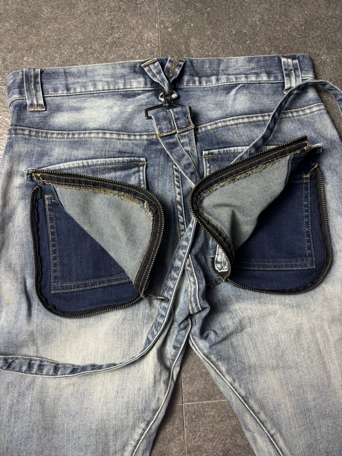 PPFM 2000s PPFM Suspender J-Cut Washed Jeans Size US 30 / EU 46 - 10 Thumbnail