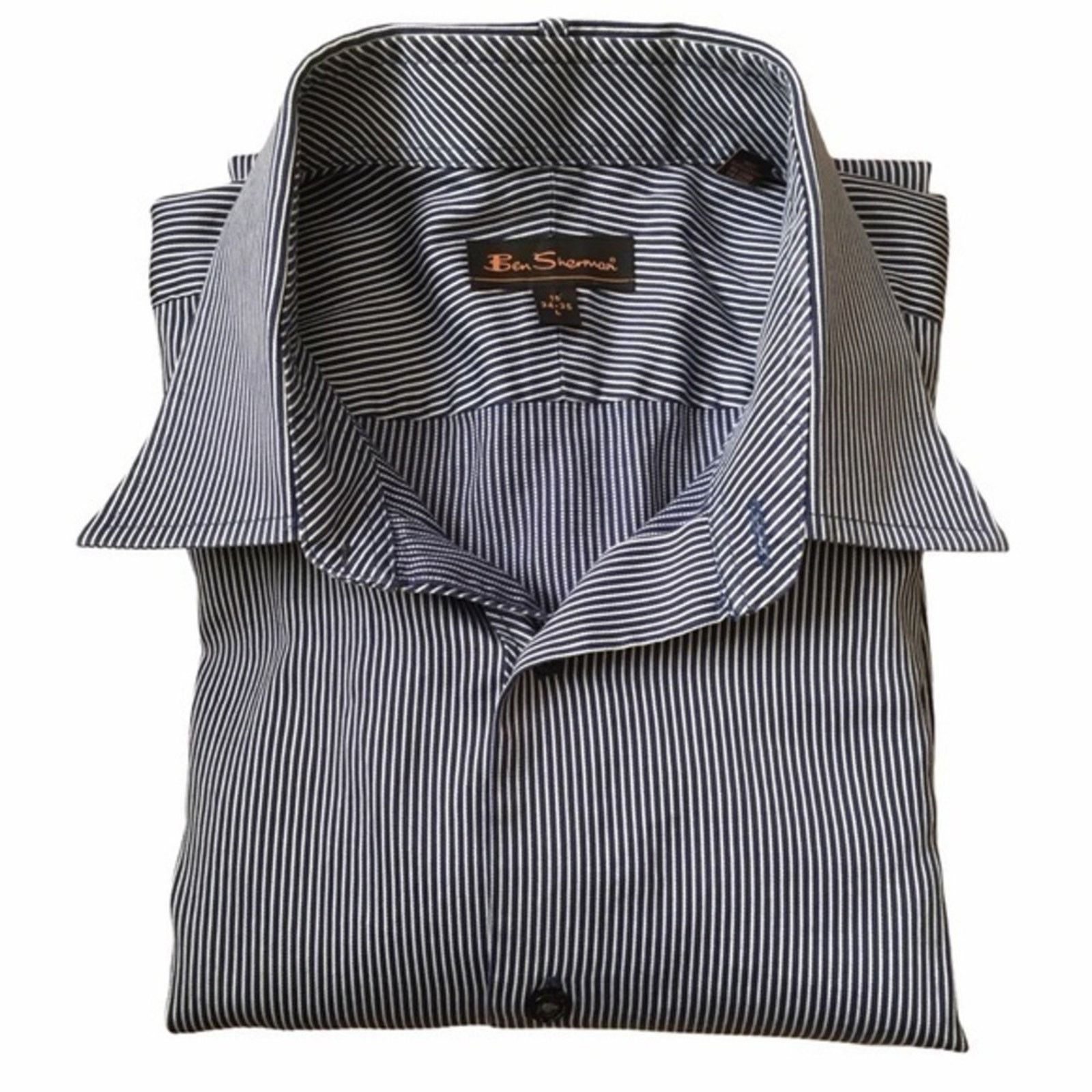 Ben Sherman Ben Sherman Pin-Striped Blue White Button-Down Shirt Size US L / EU 52-54 / 3 - 2 Thumbnail