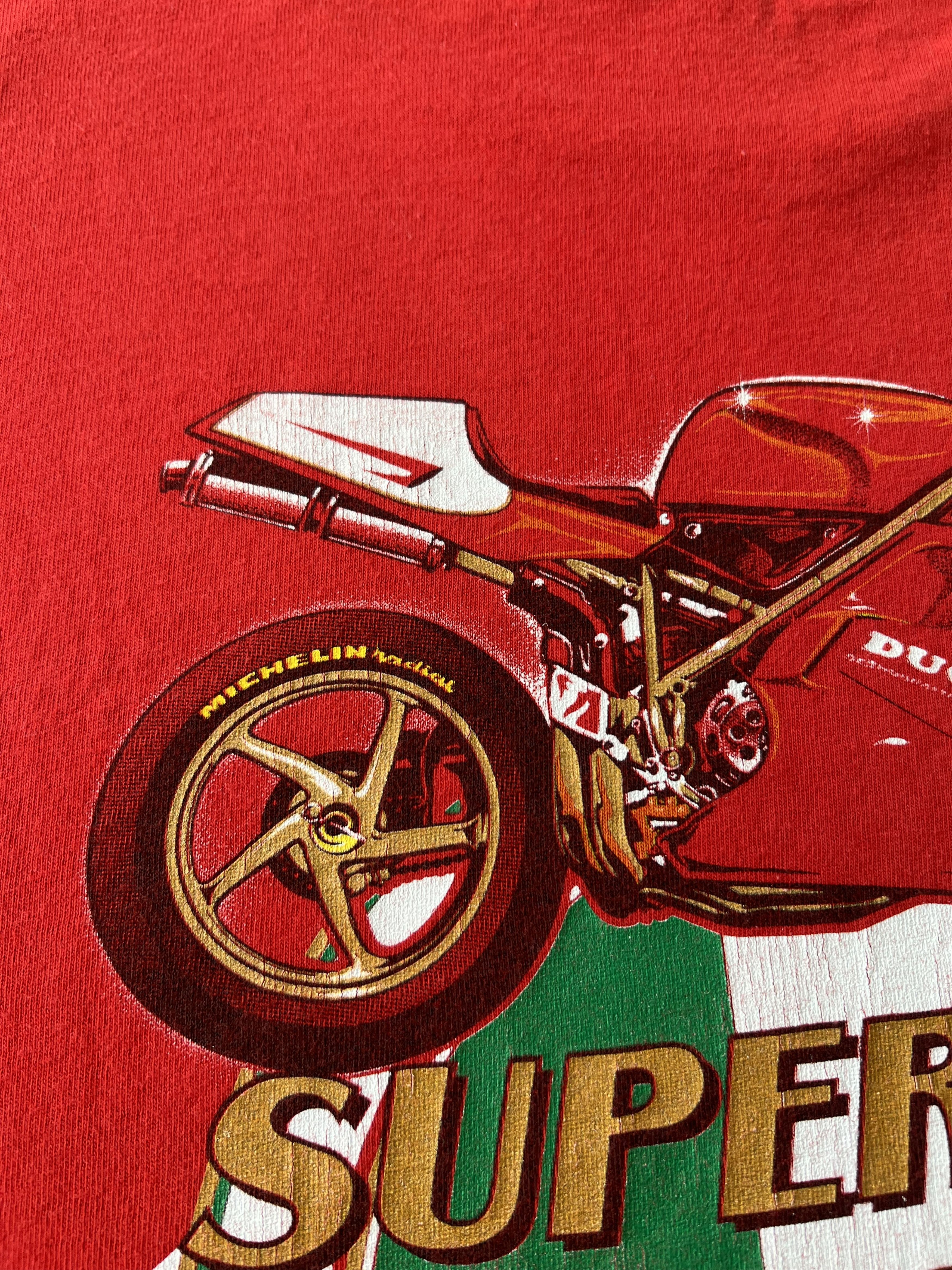 Vintage Vintage 90s Ducati 916 Superbike Moto Racing Red T-shirt Size US L / EU 52-54 / 3 - 14 Thumbnail