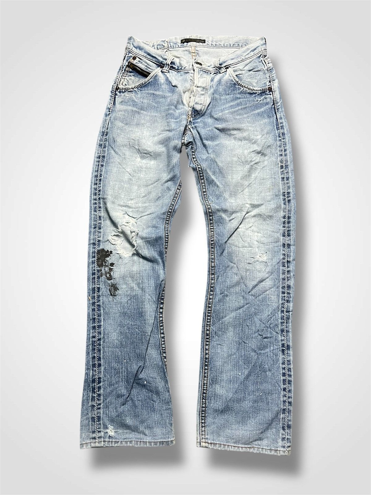 Johnbull Vtg Johnbull Japan Distressed Denim Jeans Paint Splatter(45) Size US 28 / EU 44 - 1 Thumbnail