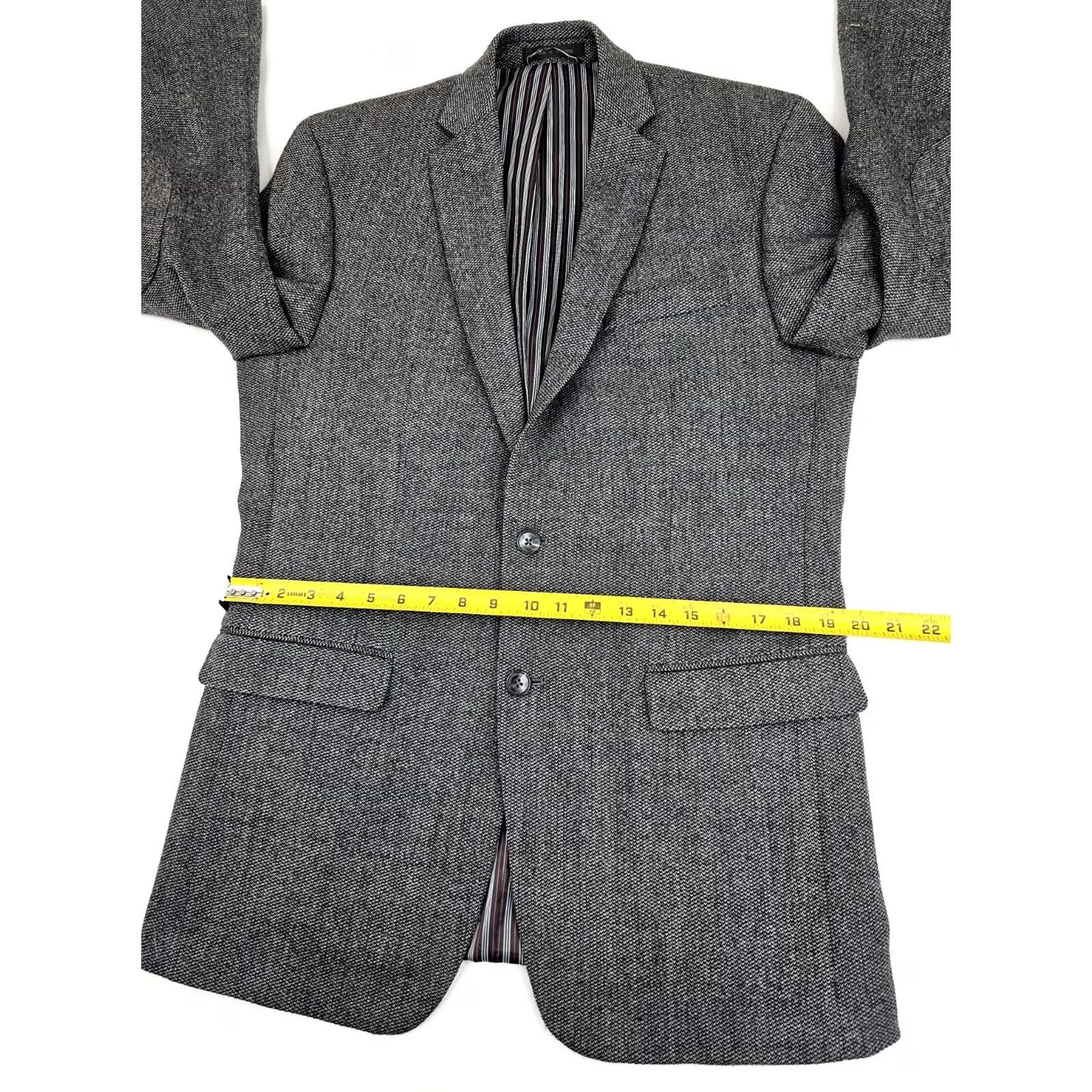 Izod IZOD Birdseye Wool Sport Coat Blazer Men 40L Gray Nailhead Lined Jacket Shirt Size 40R - 7 Thumbnail